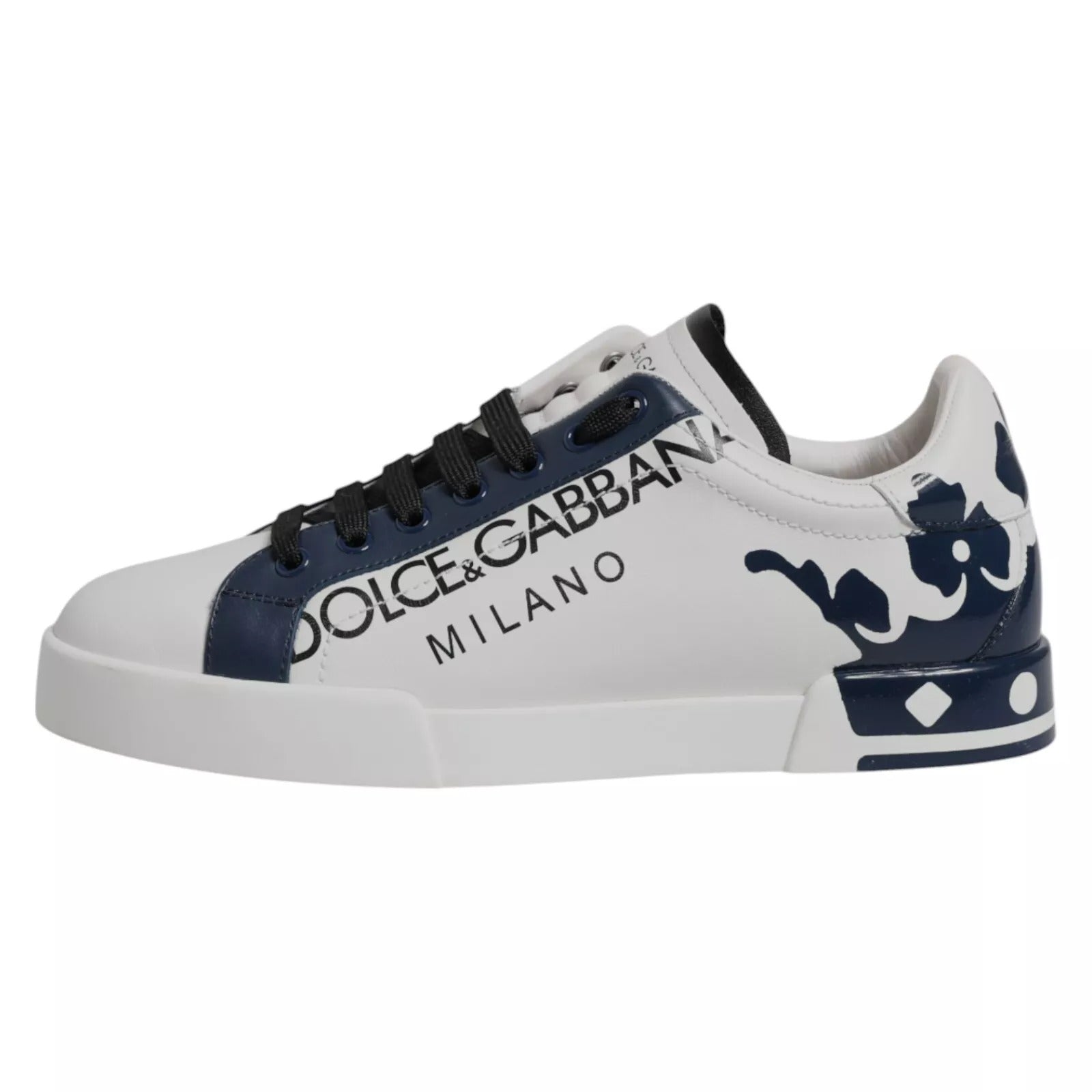 White Blue Crown Low Top Men Sneakers Shoes