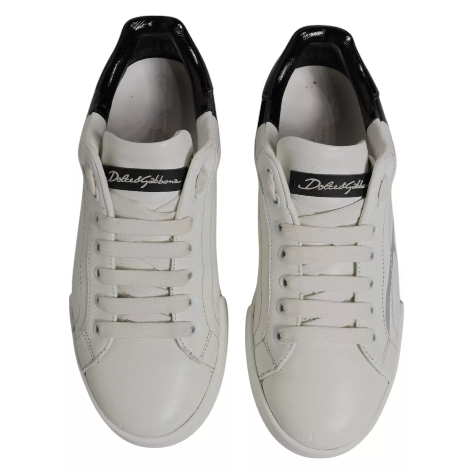 White Black Logo Portofino Men Sneaker Shoe