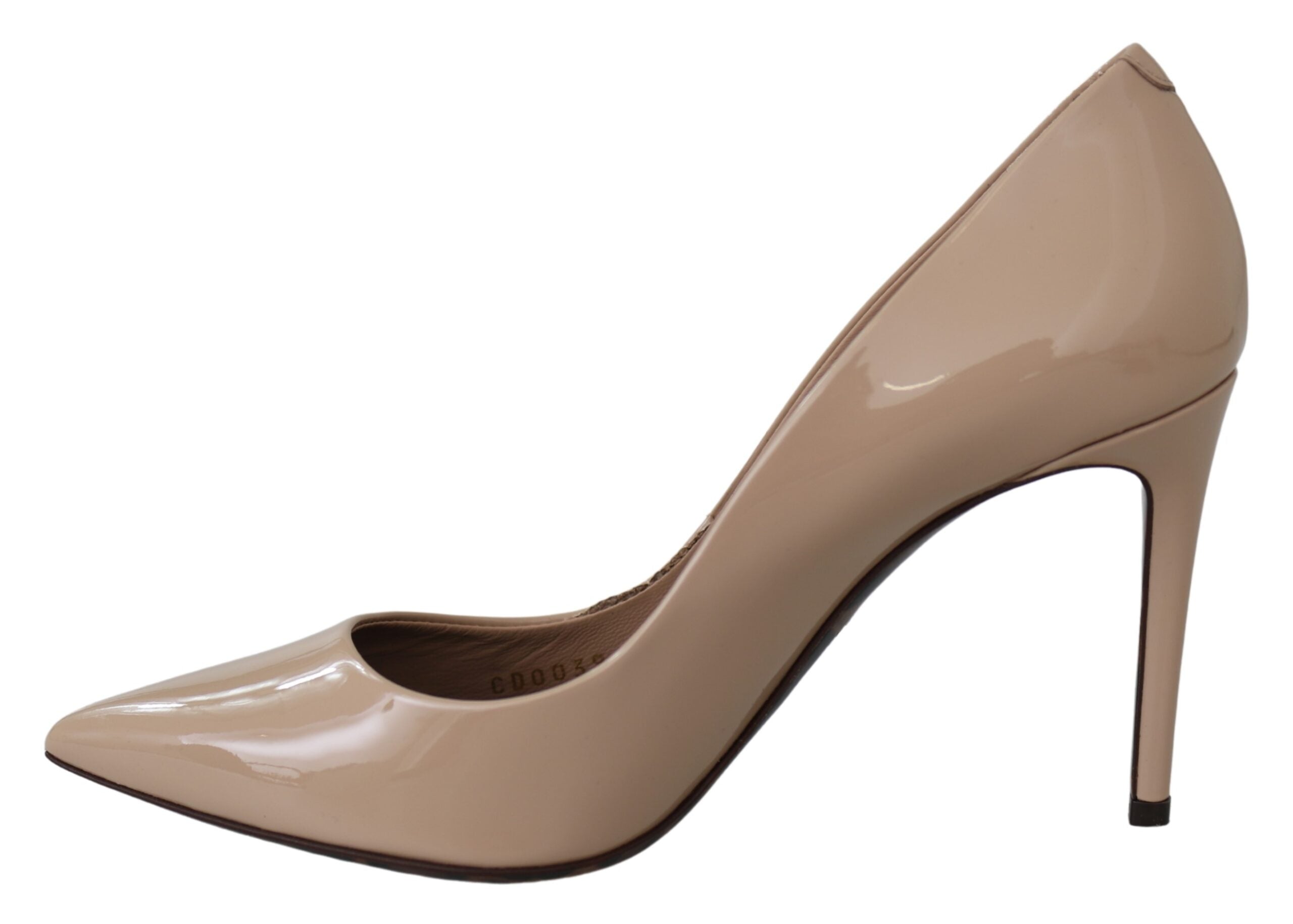 Beige Patent Leather Stiletto Heel Pumps