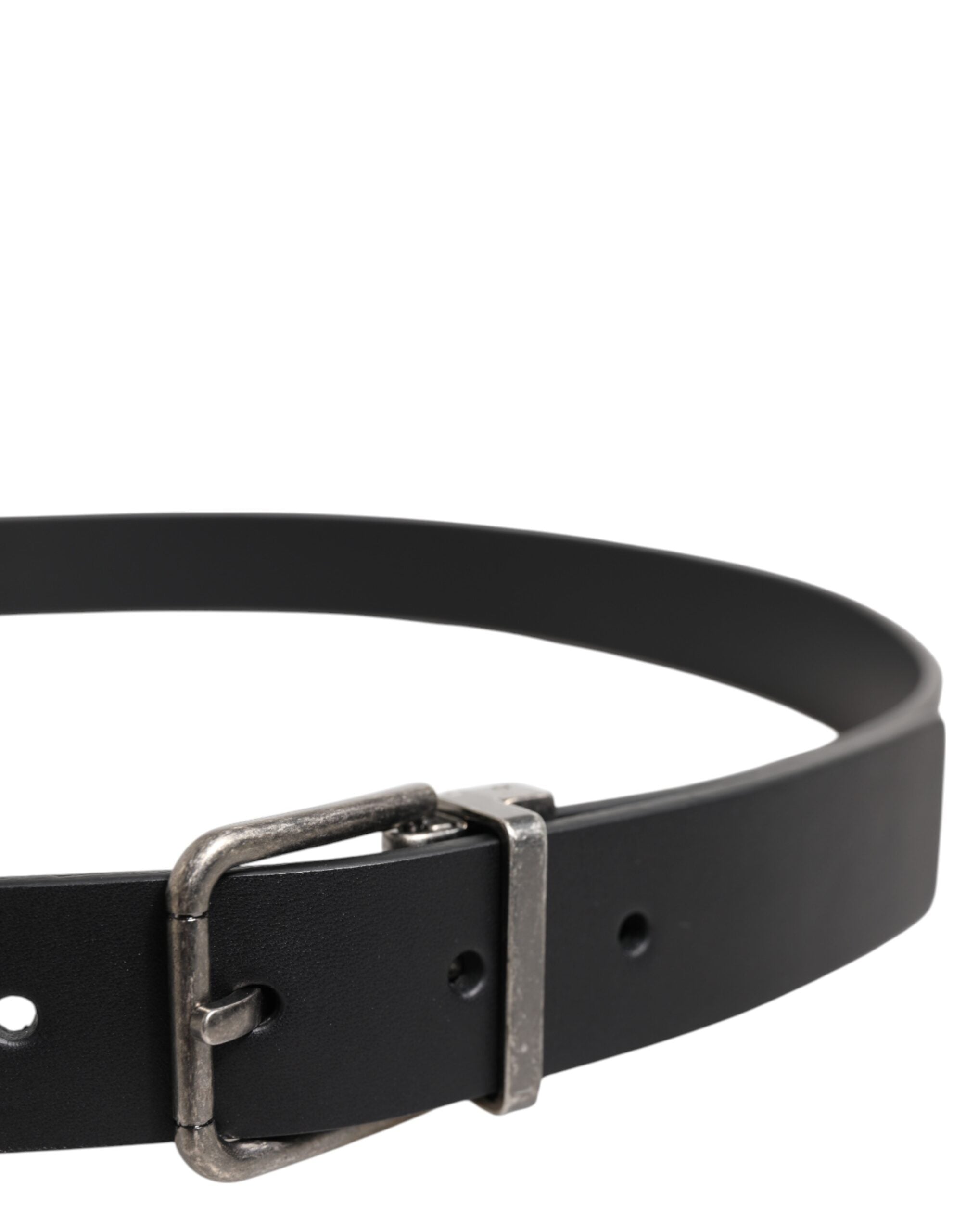 Black Classic Leather Metal Buckle Belt