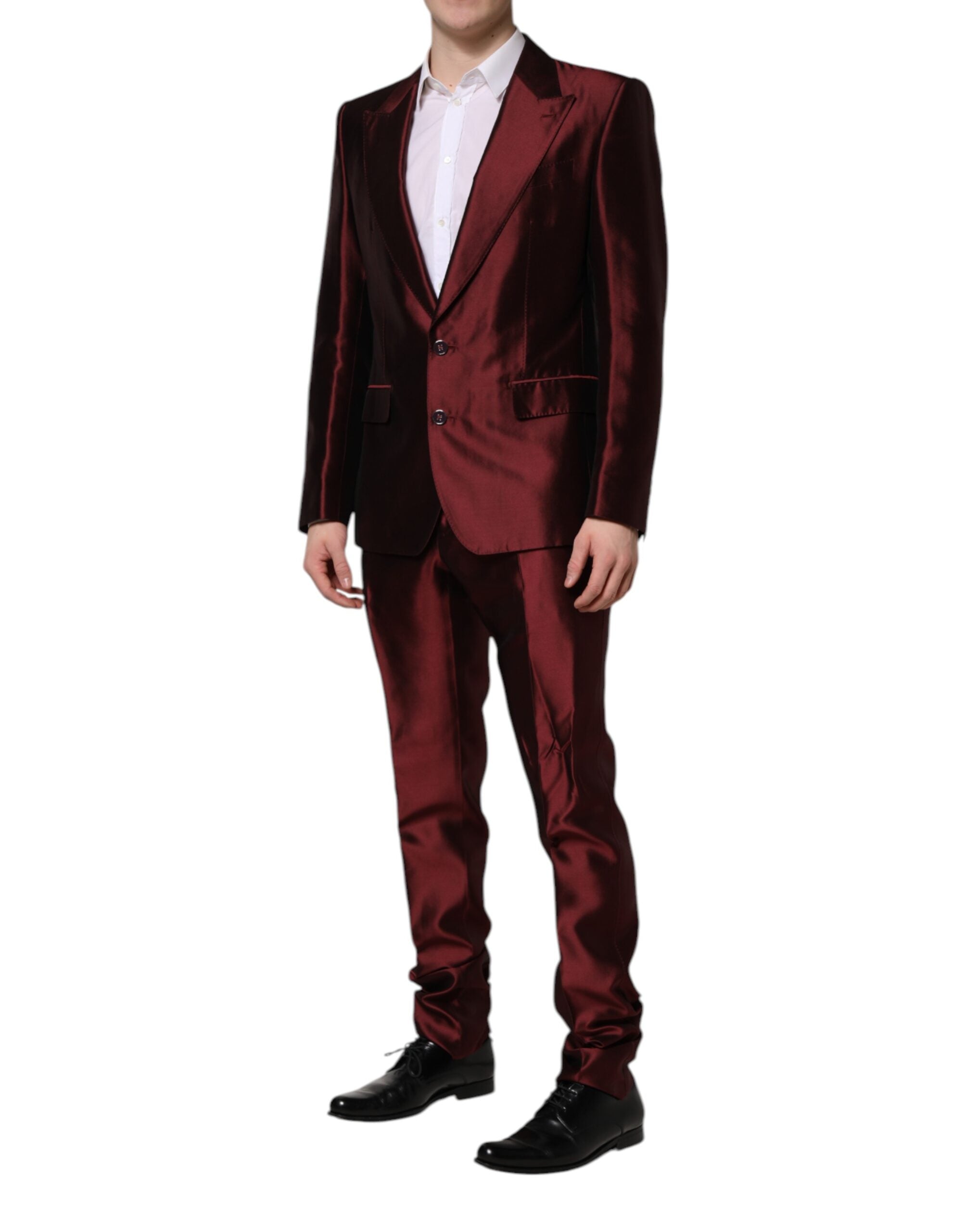 Bordeaux Silk 2 Piece Single Breasted Suit
