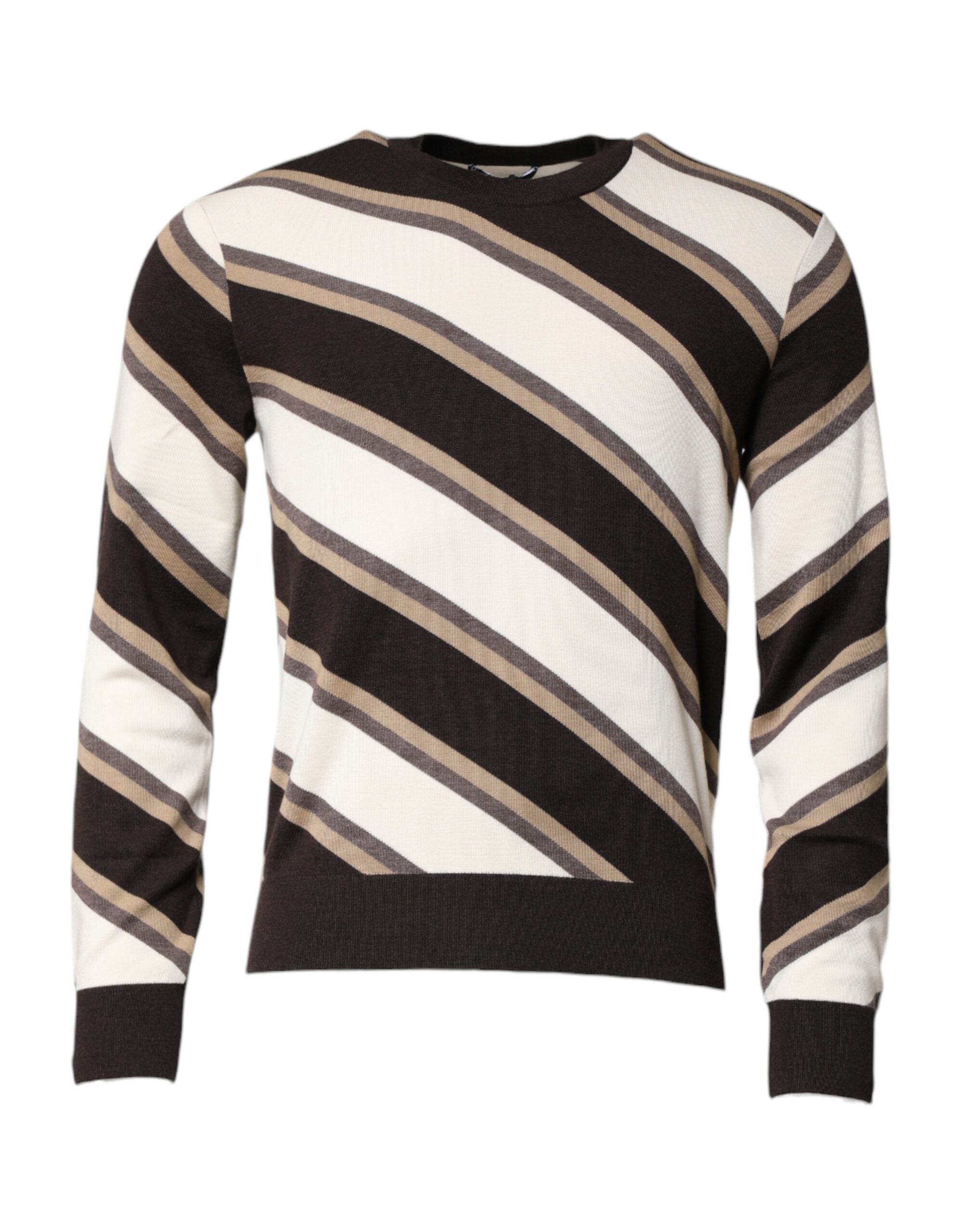Multicolor Stripes Crew Neck Pullover Sweater