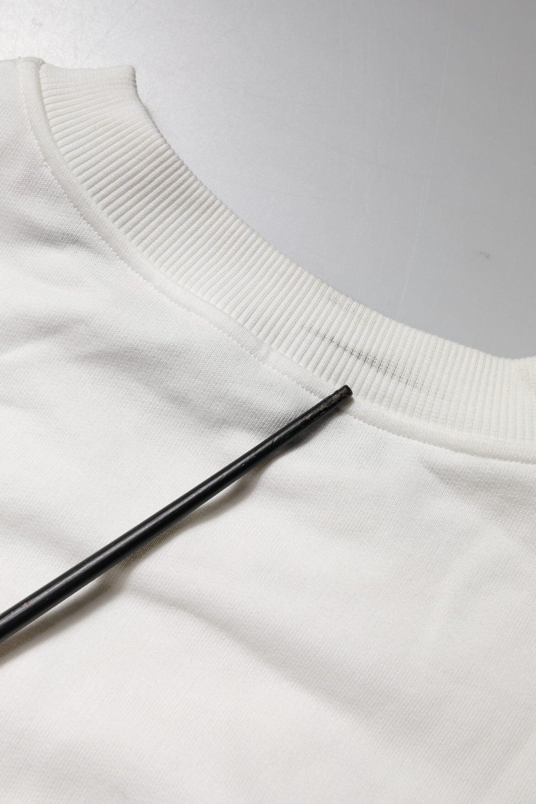 White Embossed Logo Cotton Crew Neck Sweater