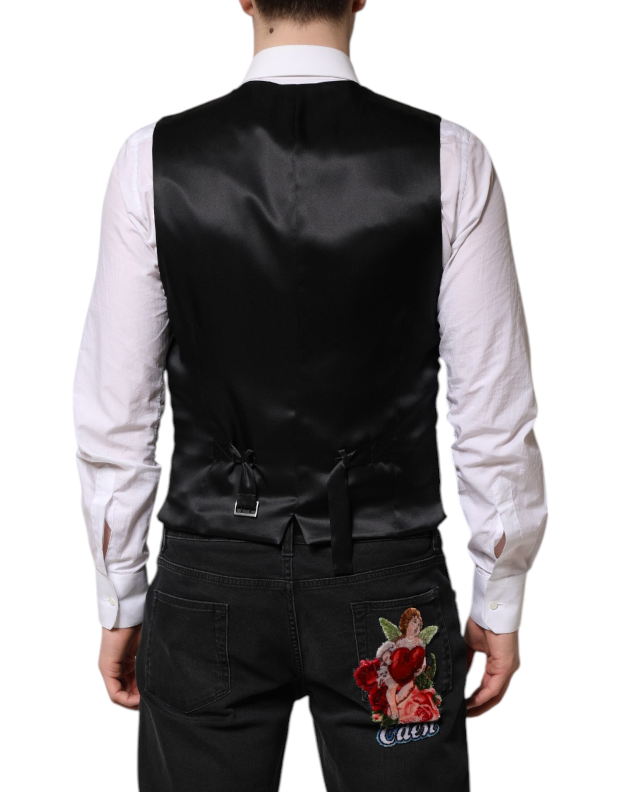 Red Floral Brocade Formal Men Waistcoat Vest