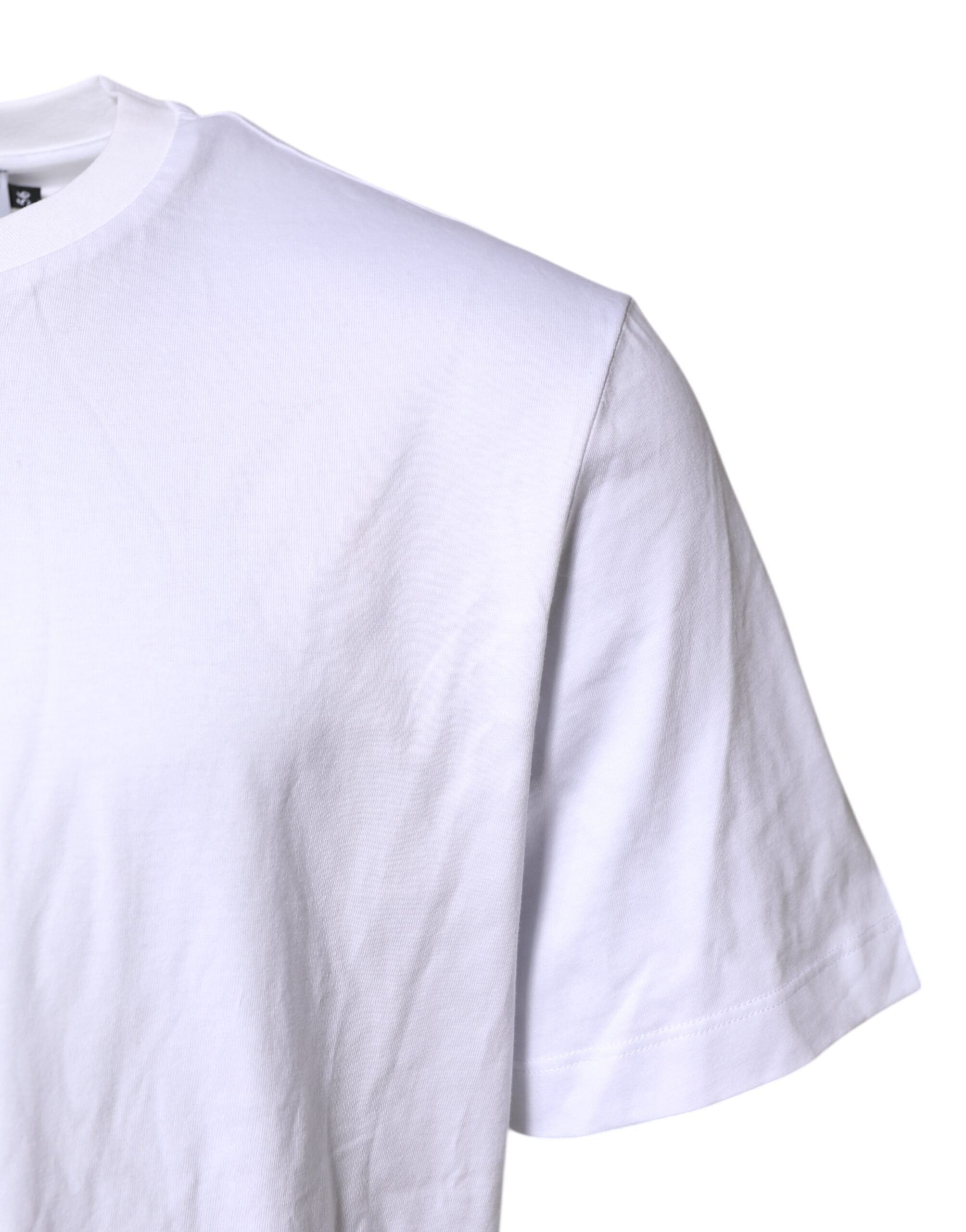 White Logo Embroidery Crew Neck T-shirt