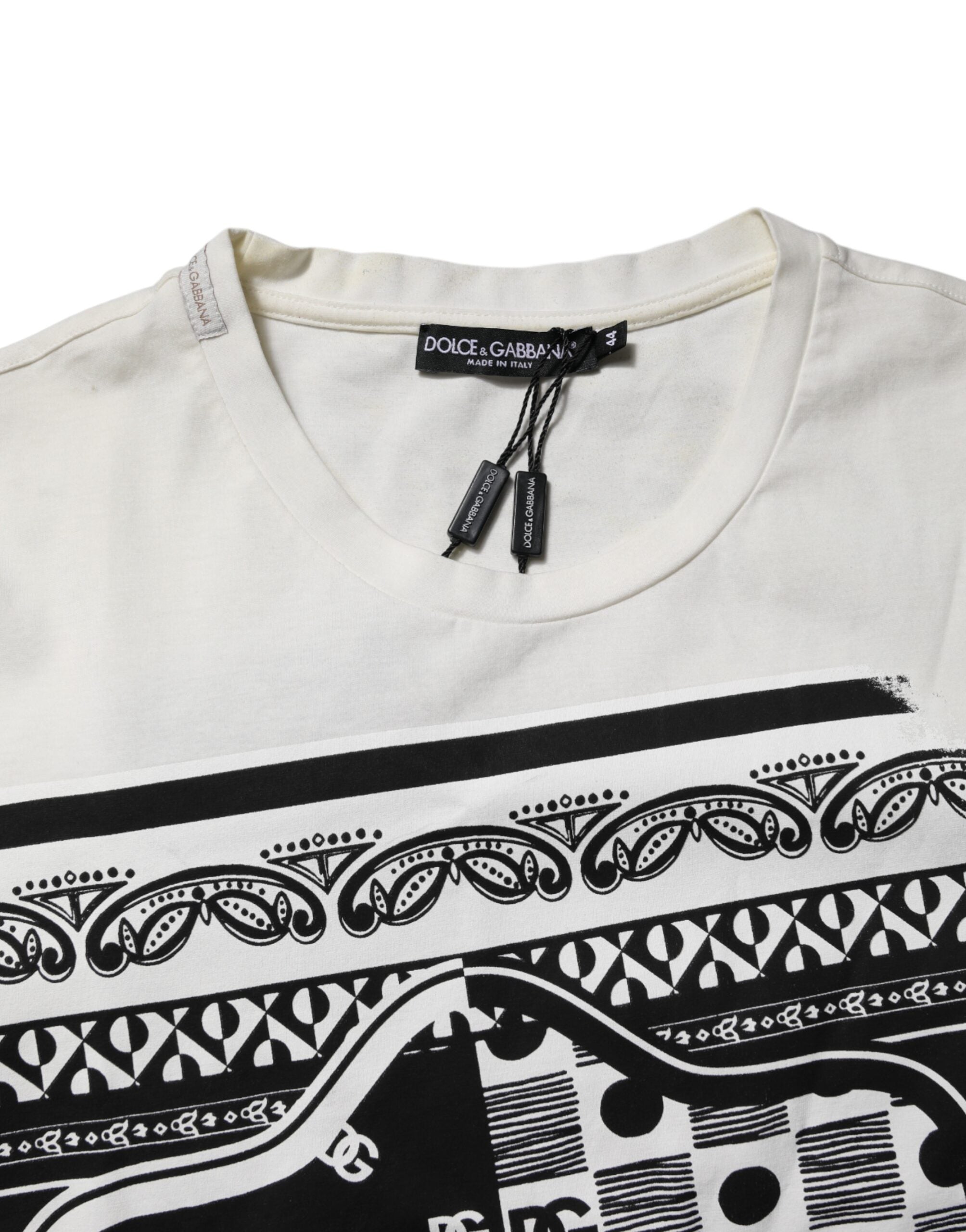 White Cotton Logo Bandana Print T-shirt
