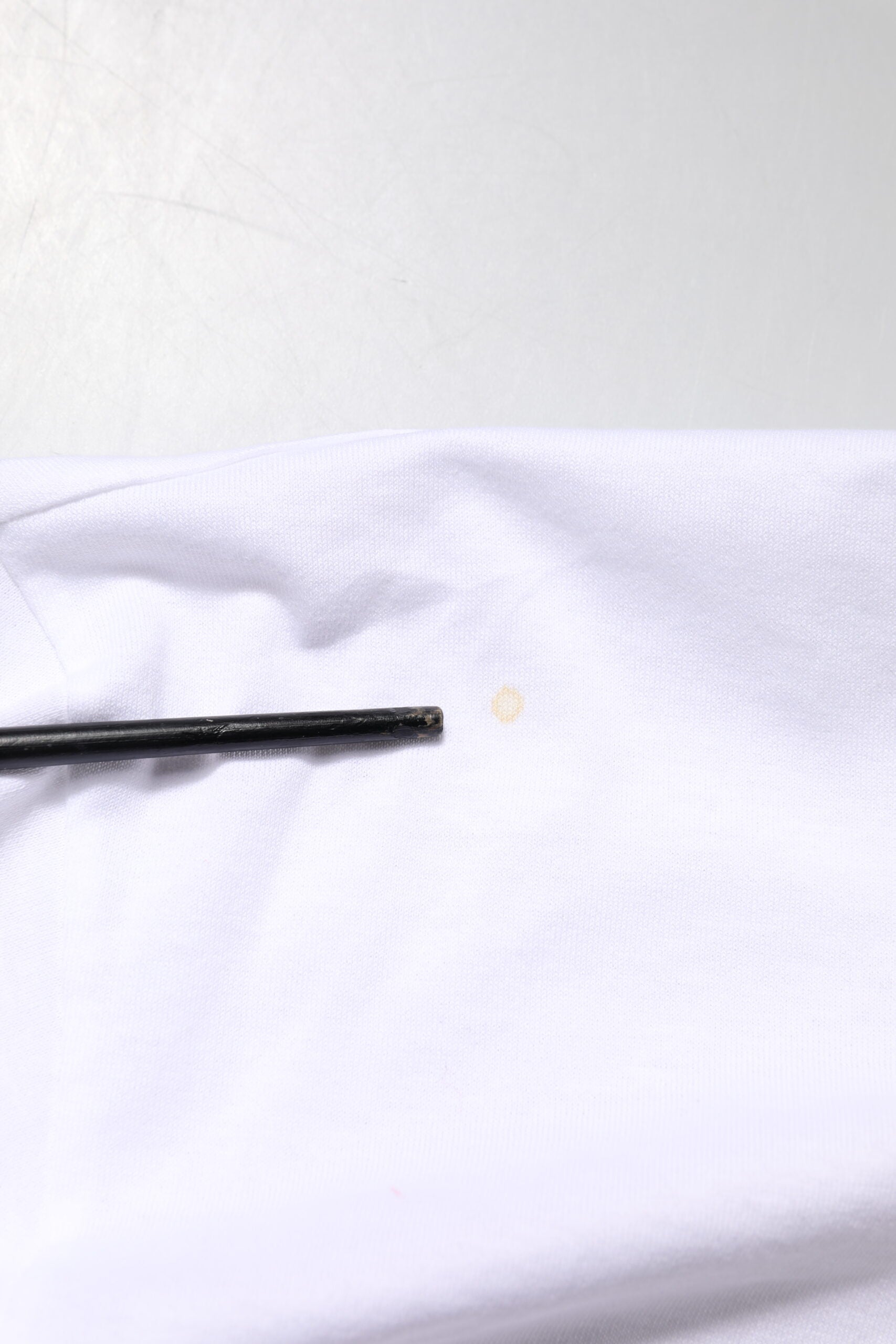 White Logo Embroidery Round Neck T-shirt