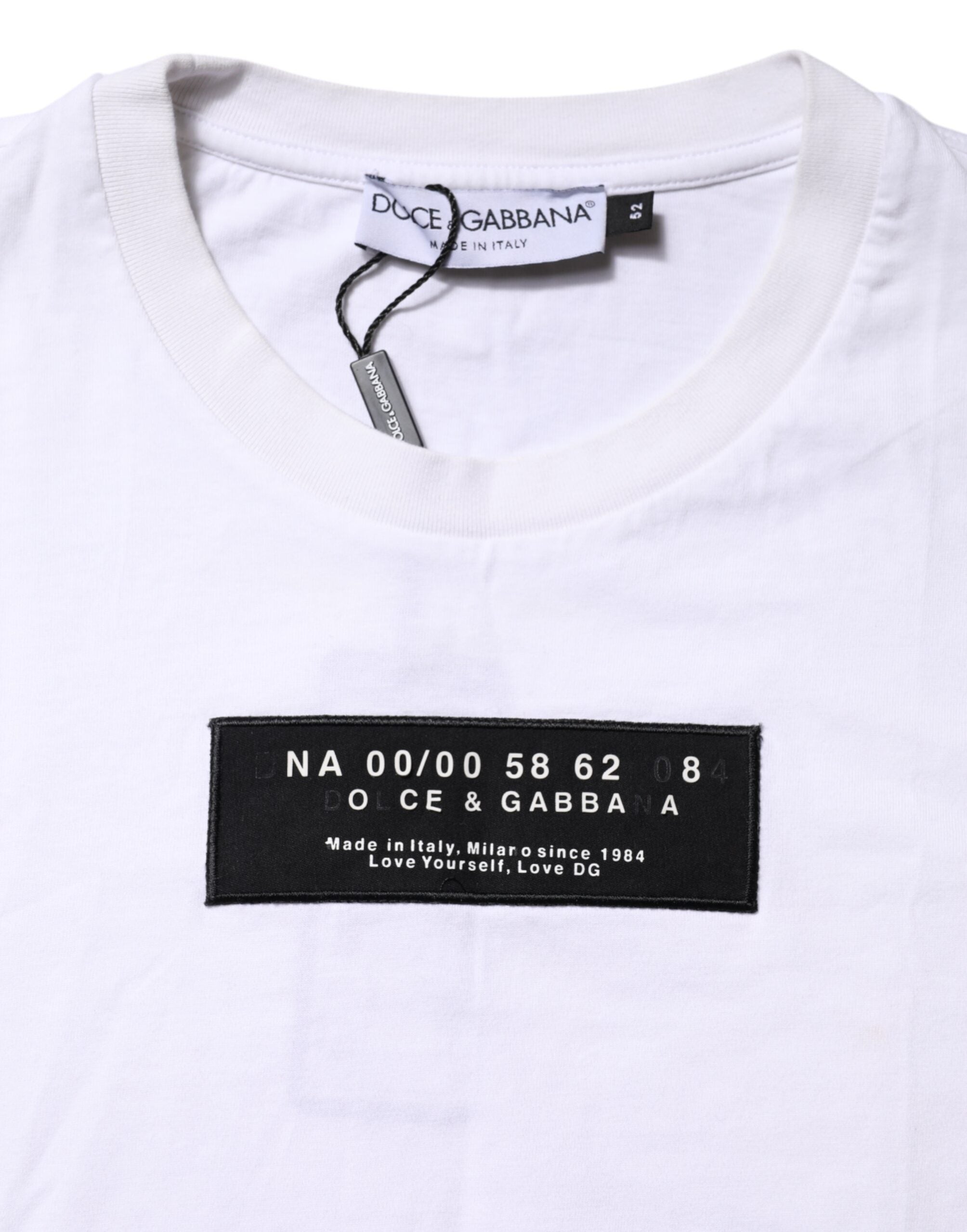 White Cotton Logo Patch Crew Neck T-shirt