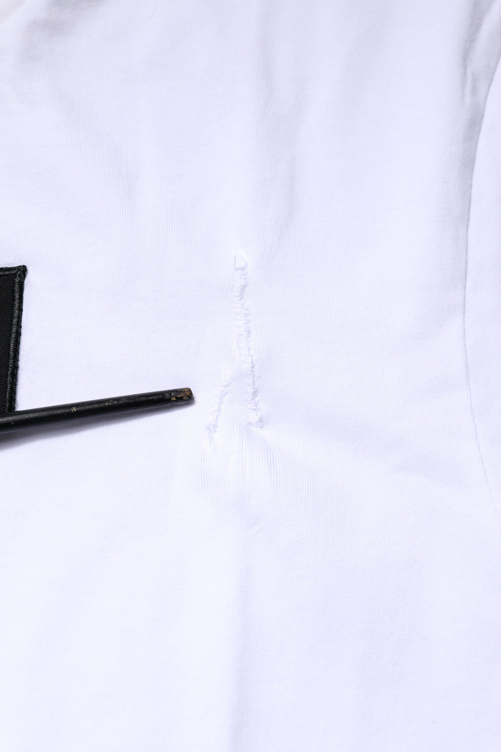 White Cotton Logo Patch Crew Neck T-shirt