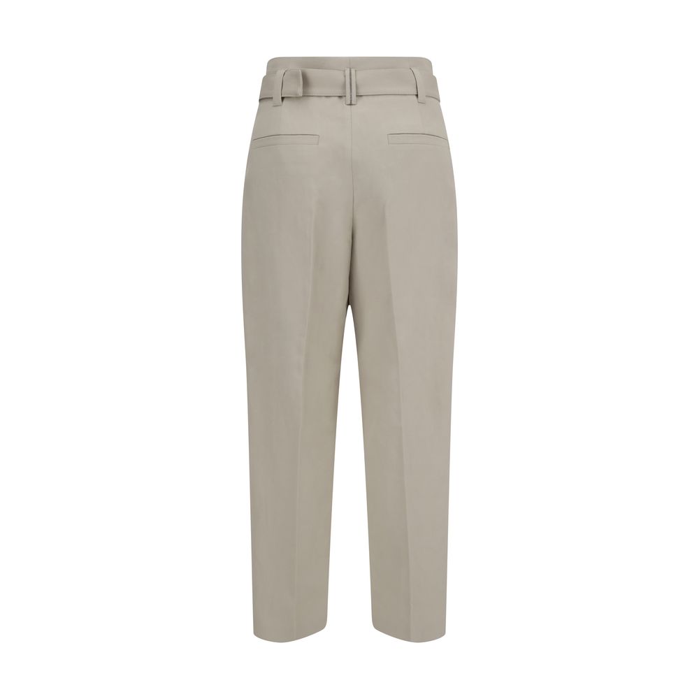 Cream Cotton Casual Pants