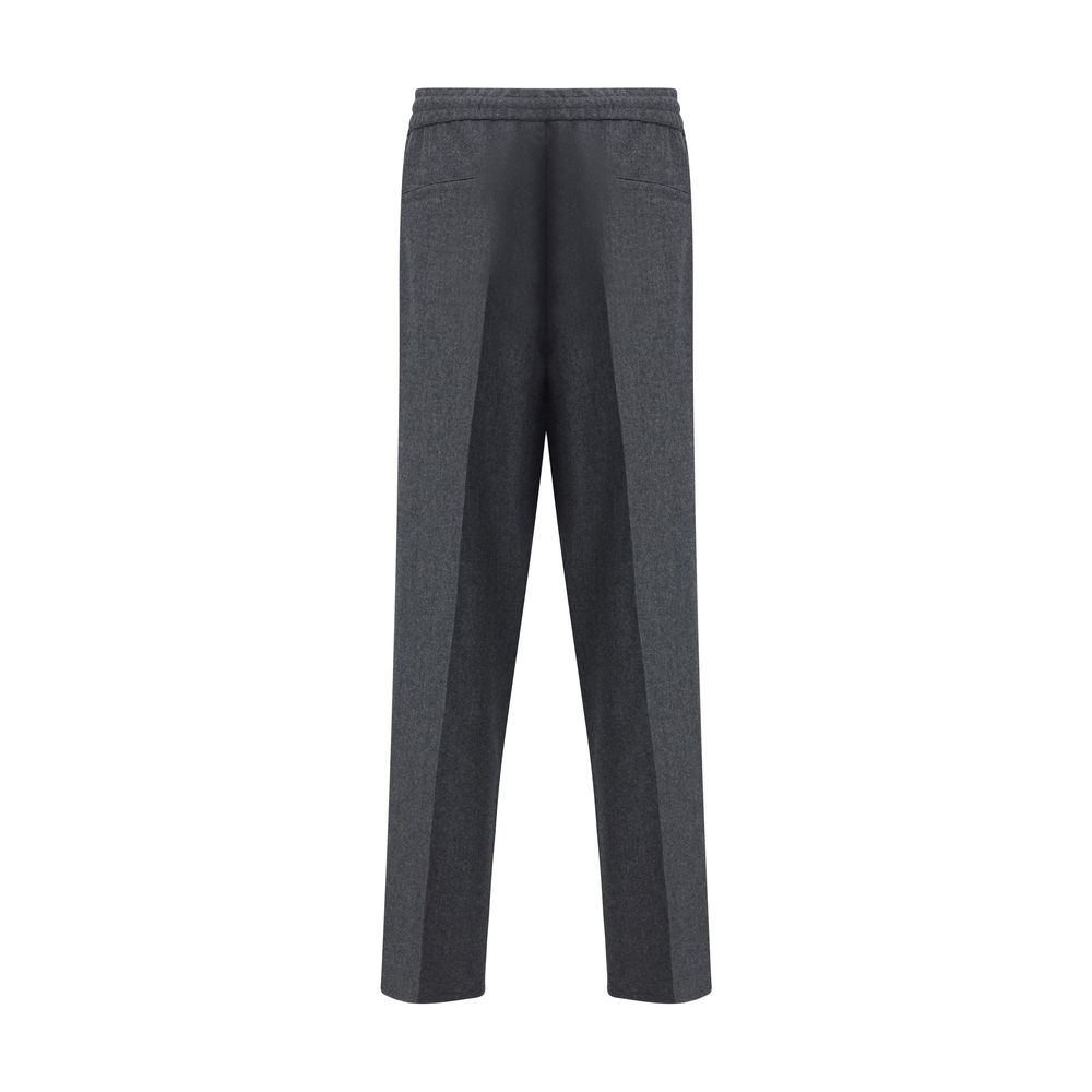 Gray Fleece Wool Casual Pants