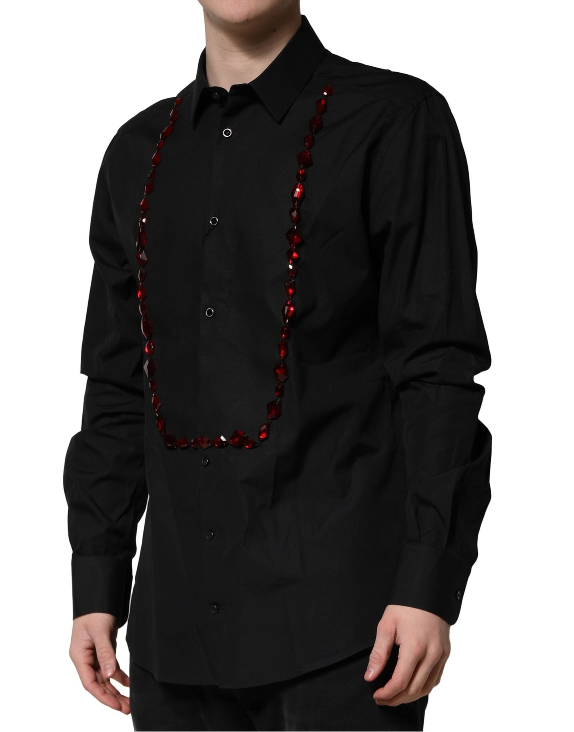 Black Crystal GOLD Formal Men Dress Shirt