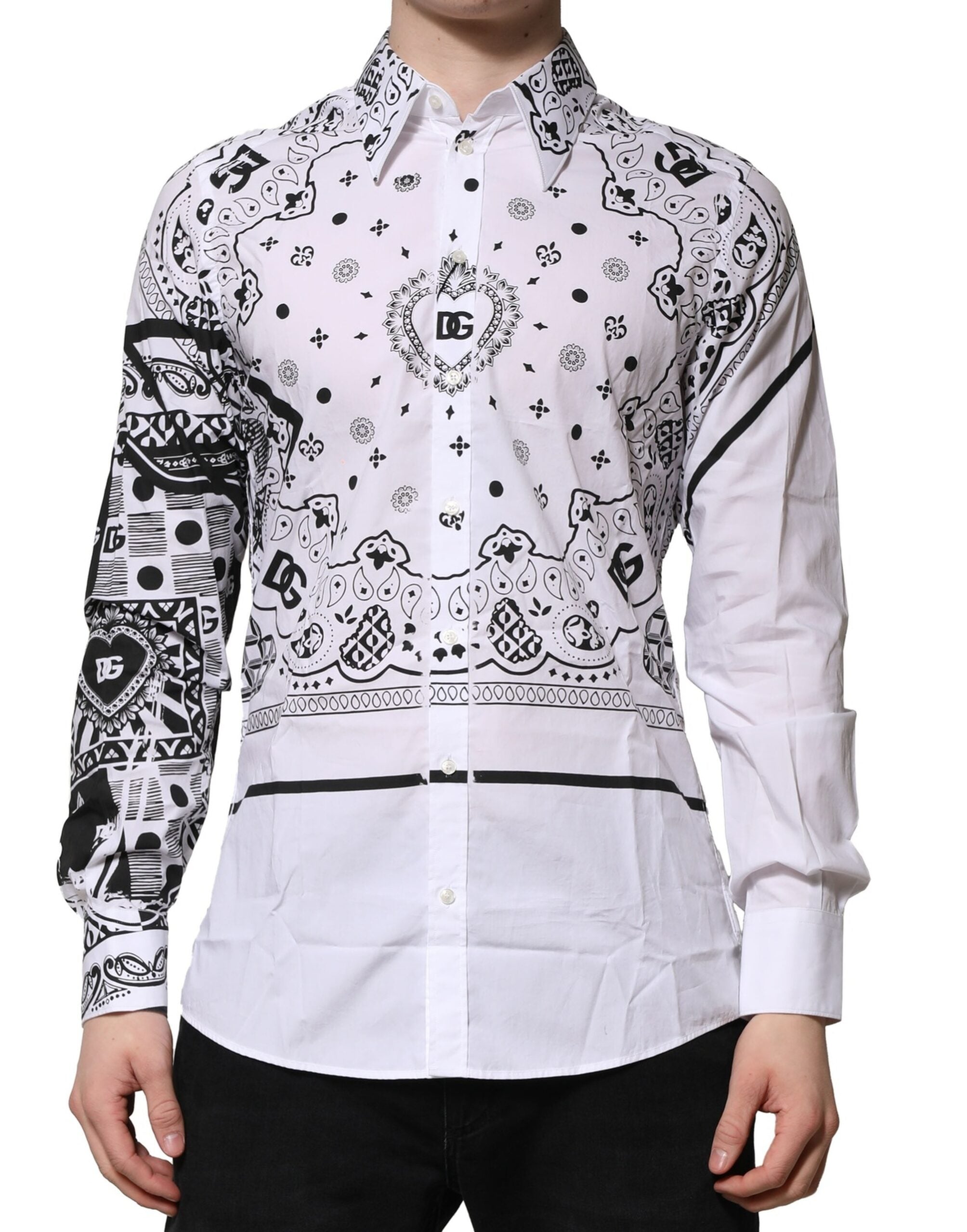 White MARTINI Bandana Print Formal Shirt