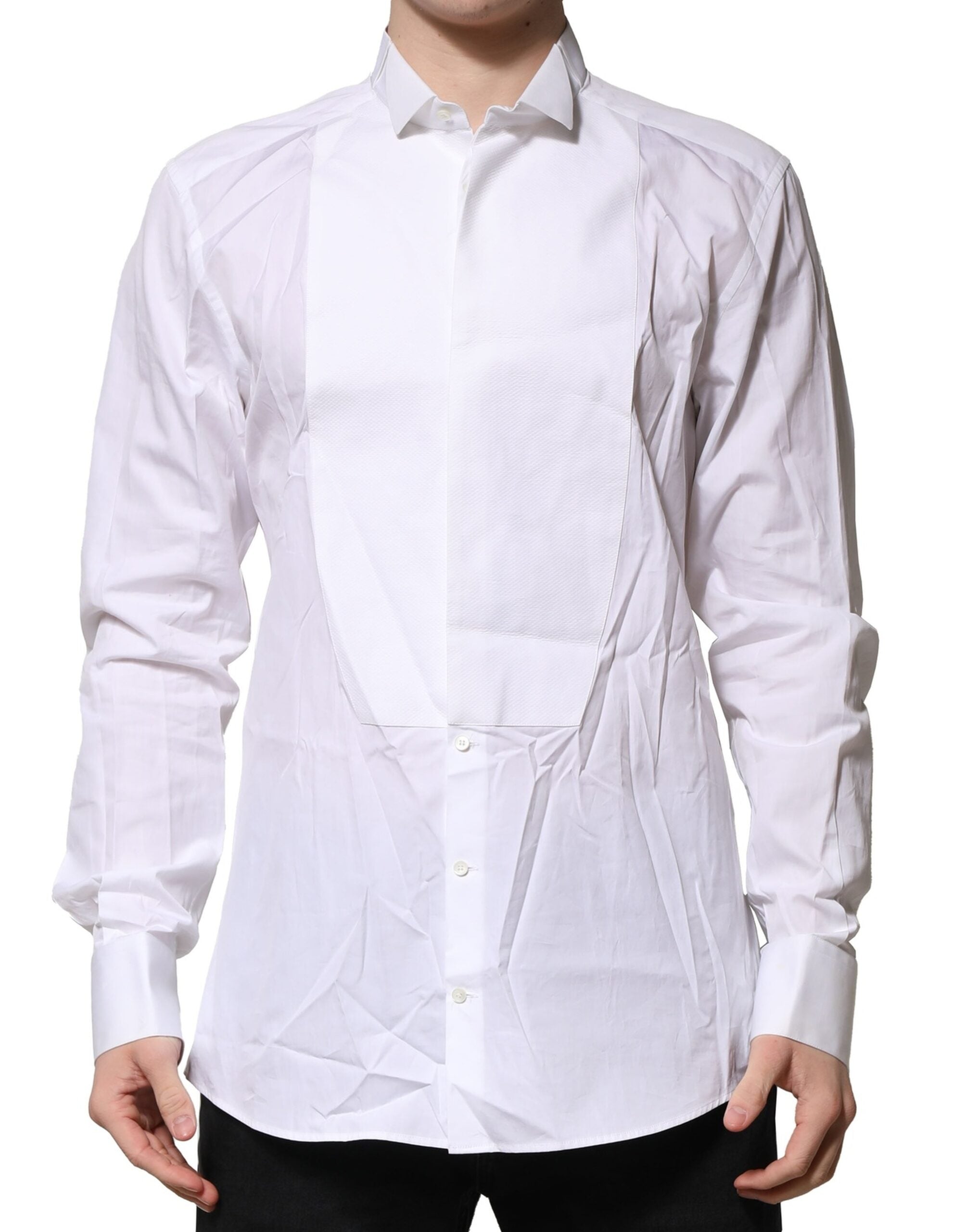 White GOLD Bib Poplin Dress Men Formal Shirt