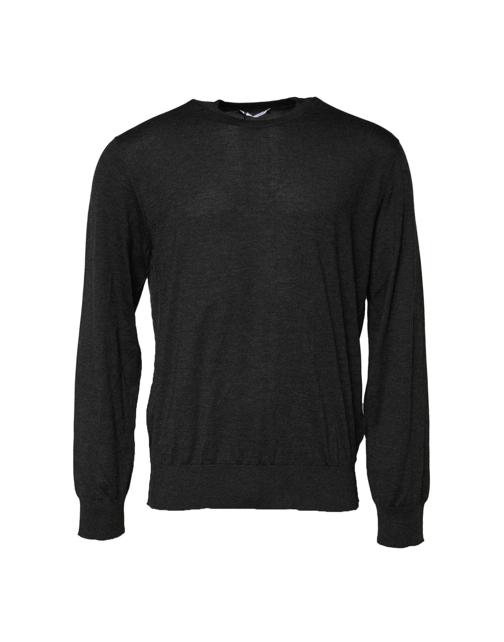 Gray Long Sleeve Crew Neck Pullover Sweater