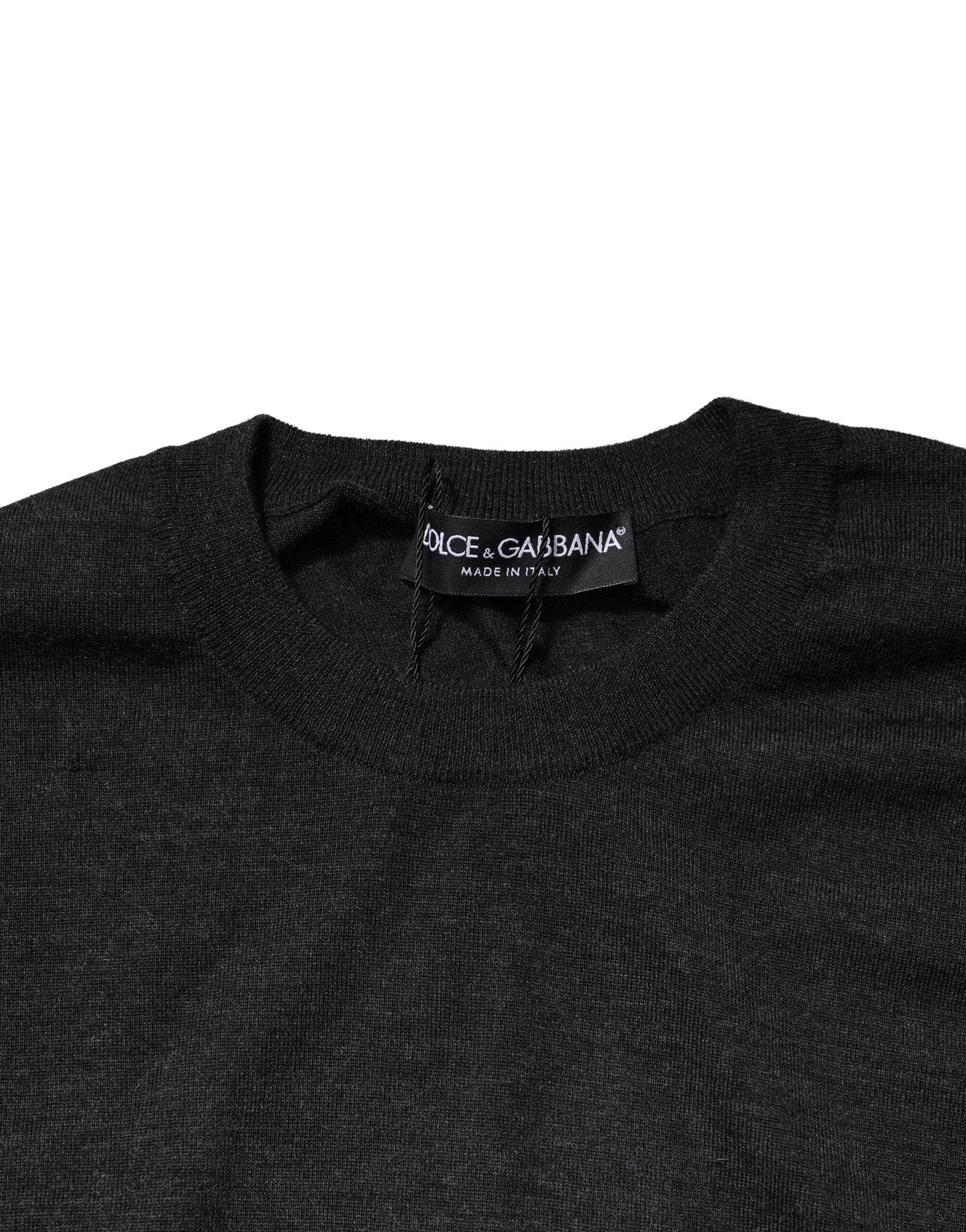 Gray Long Sleeve Crew Neck Pullover Sweater