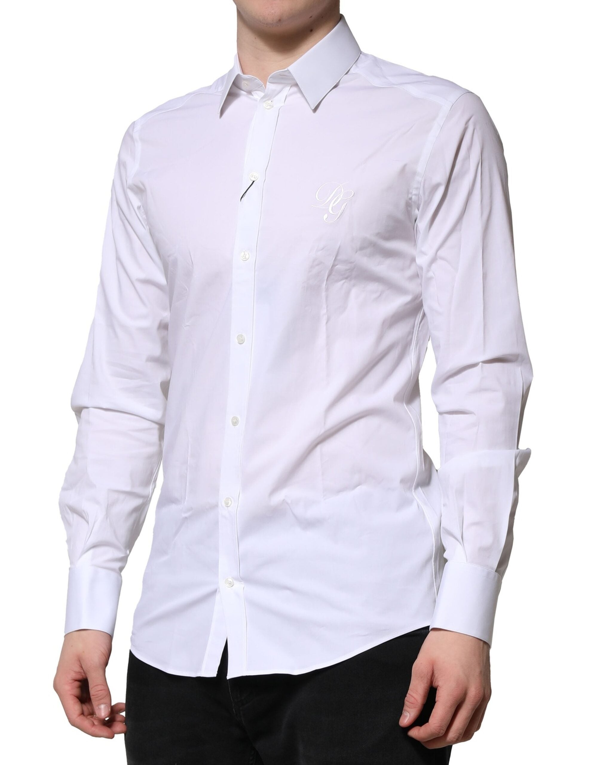 White Cotton GOLD Long Sleeves Formal Shirt