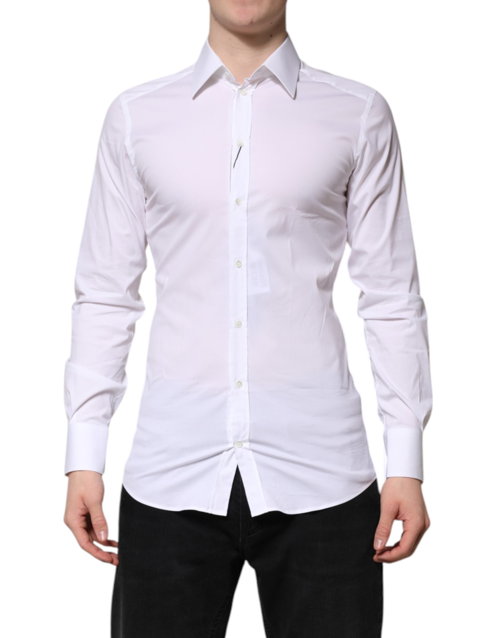 White Cotton GOLD Long Sleeves Formal Shirt