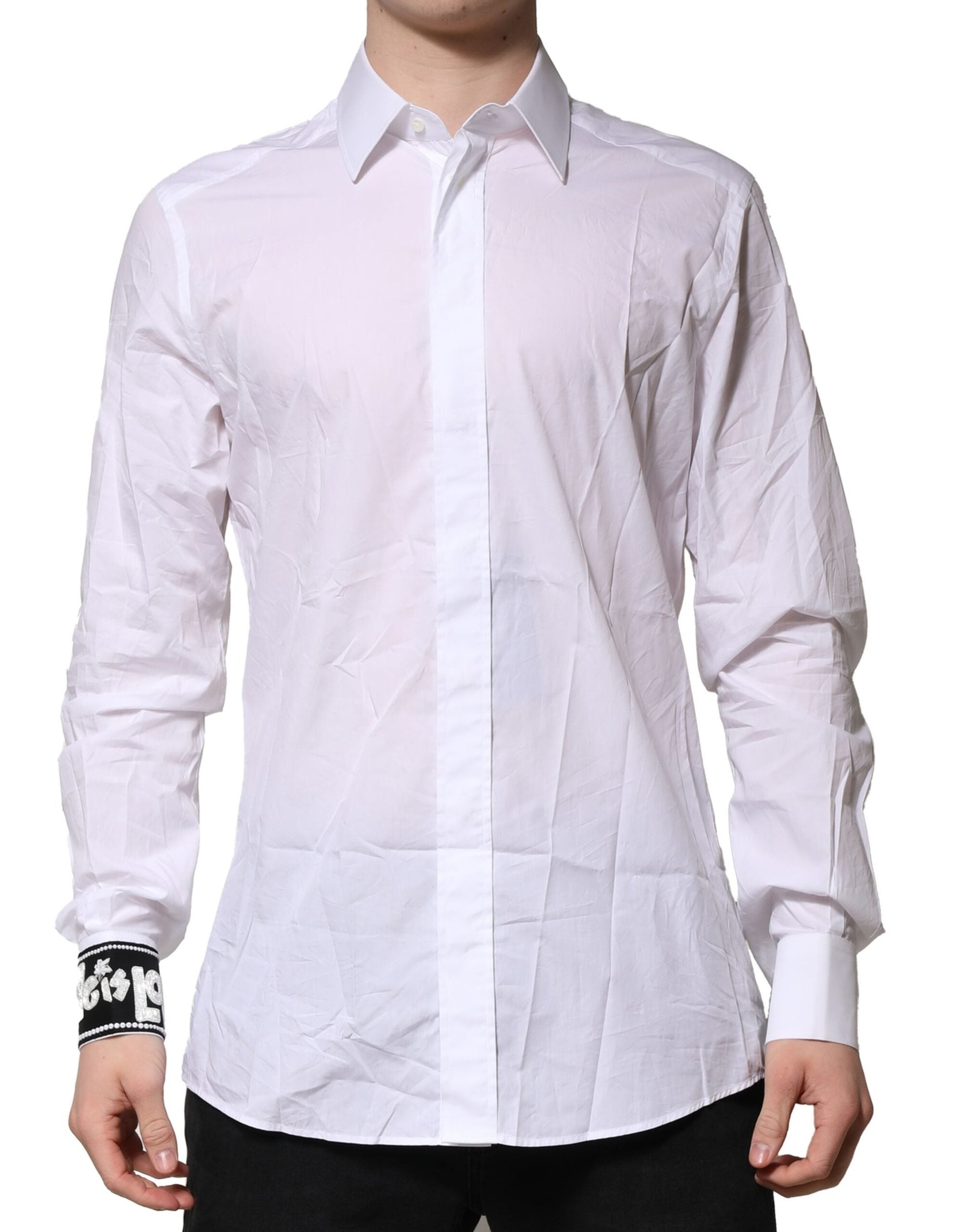 White Cotton GOLD Long Sleeves Formal Shirt