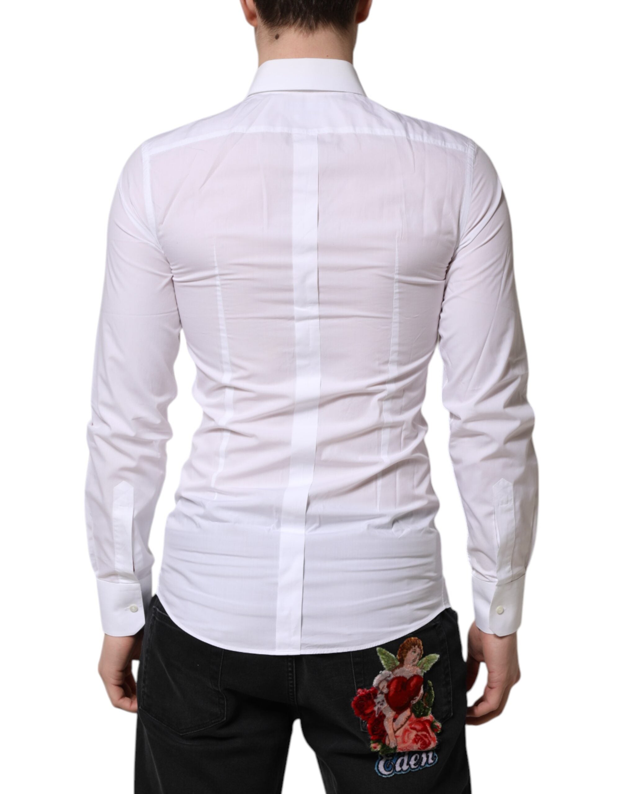 White GOLD Long Sleeves Dress Men Formal Shirt