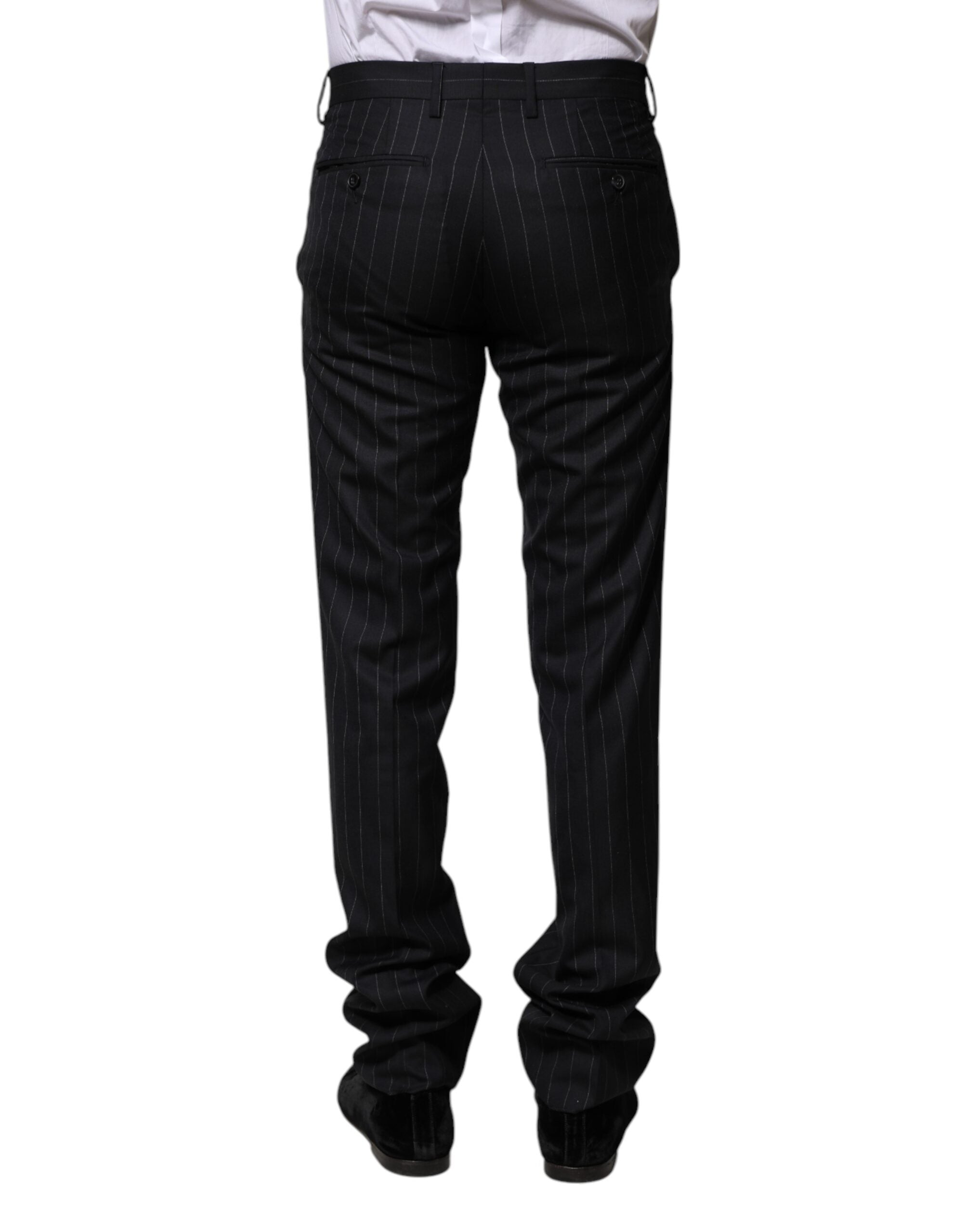 Black Wool Striped Formal Pants