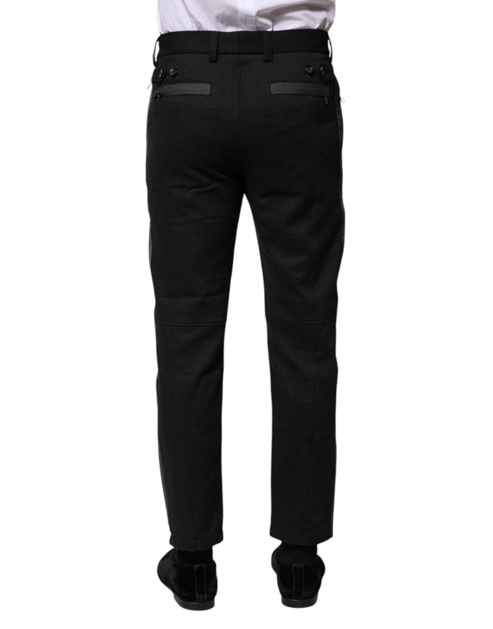 Black Gray Fantasy Cotton Formal Slim Pants