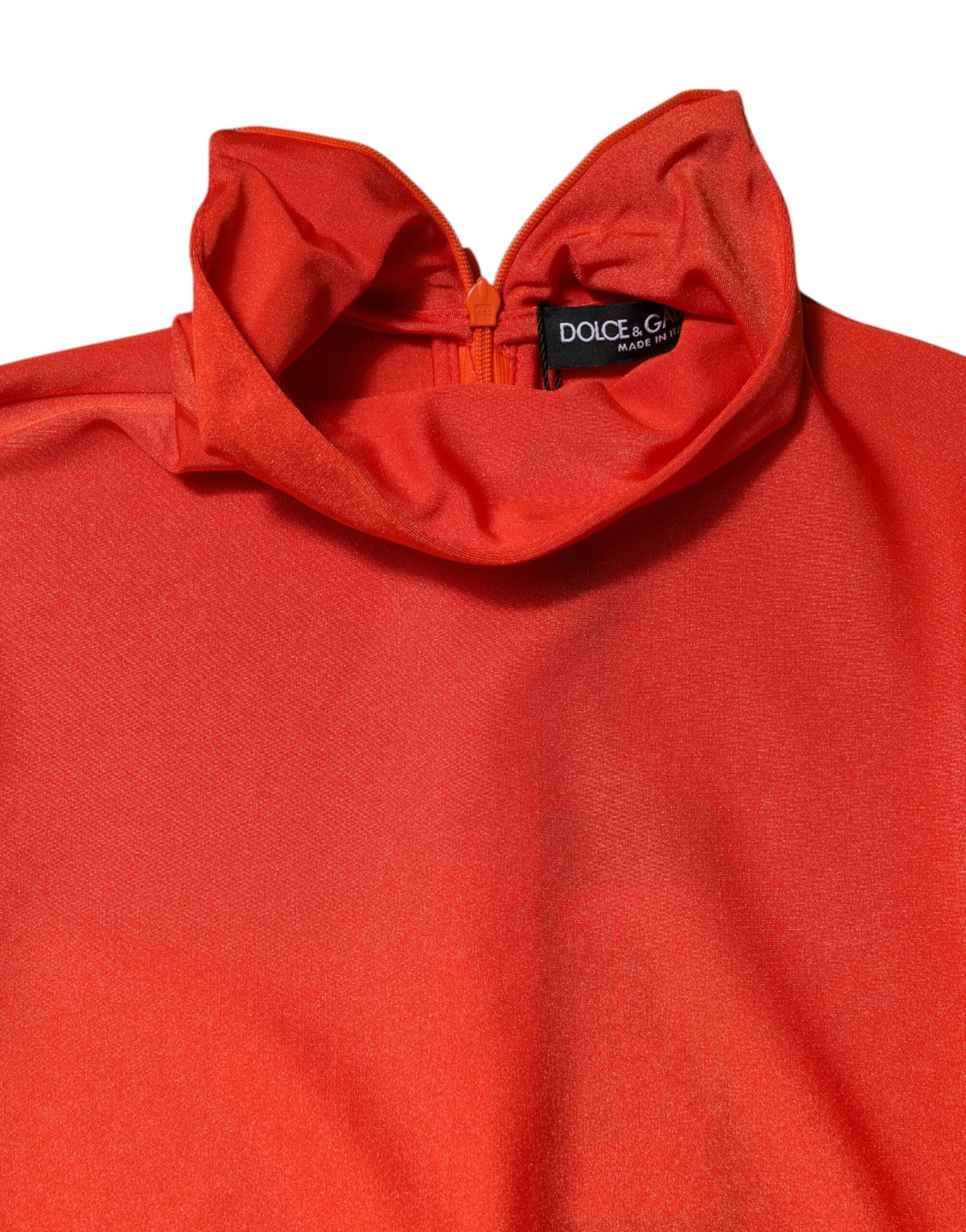 Red Nylon Turtleneck Bodycon Jumpsuit Dress