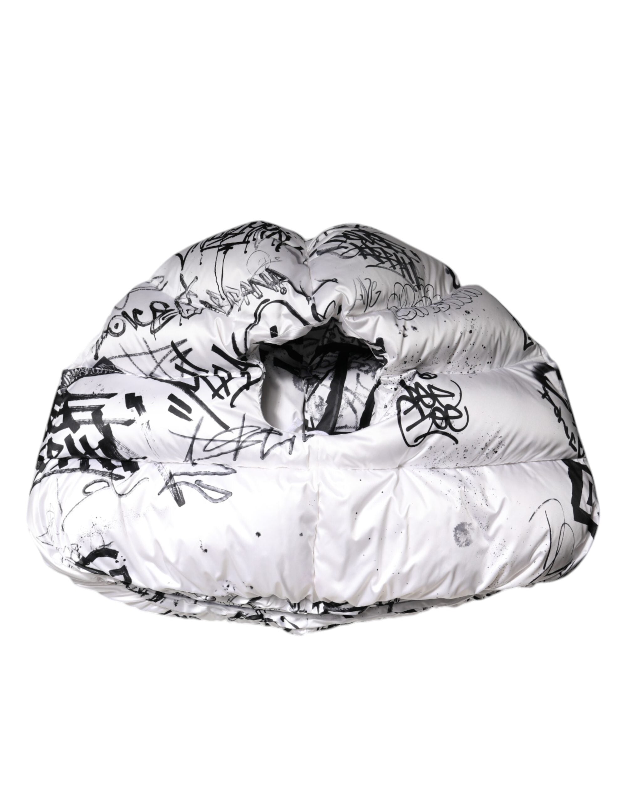 White Polyester Printed Hood Quilted Hat