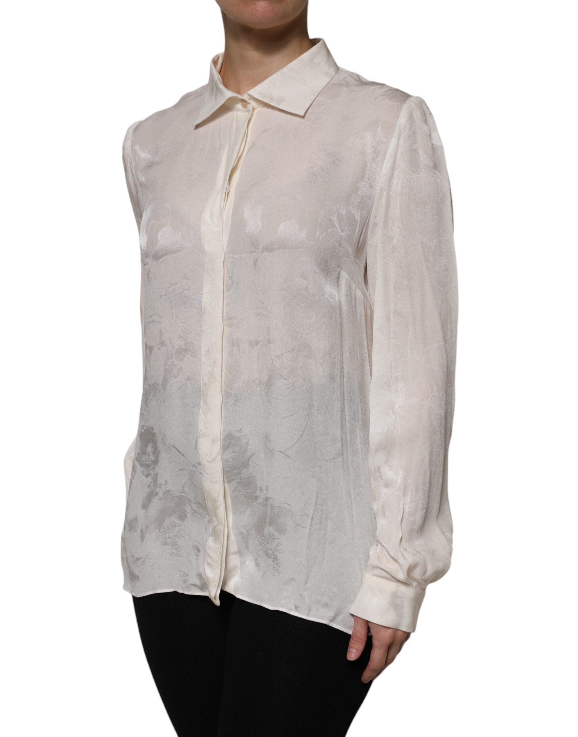 White Button Down Long Sleeves Blouse Top