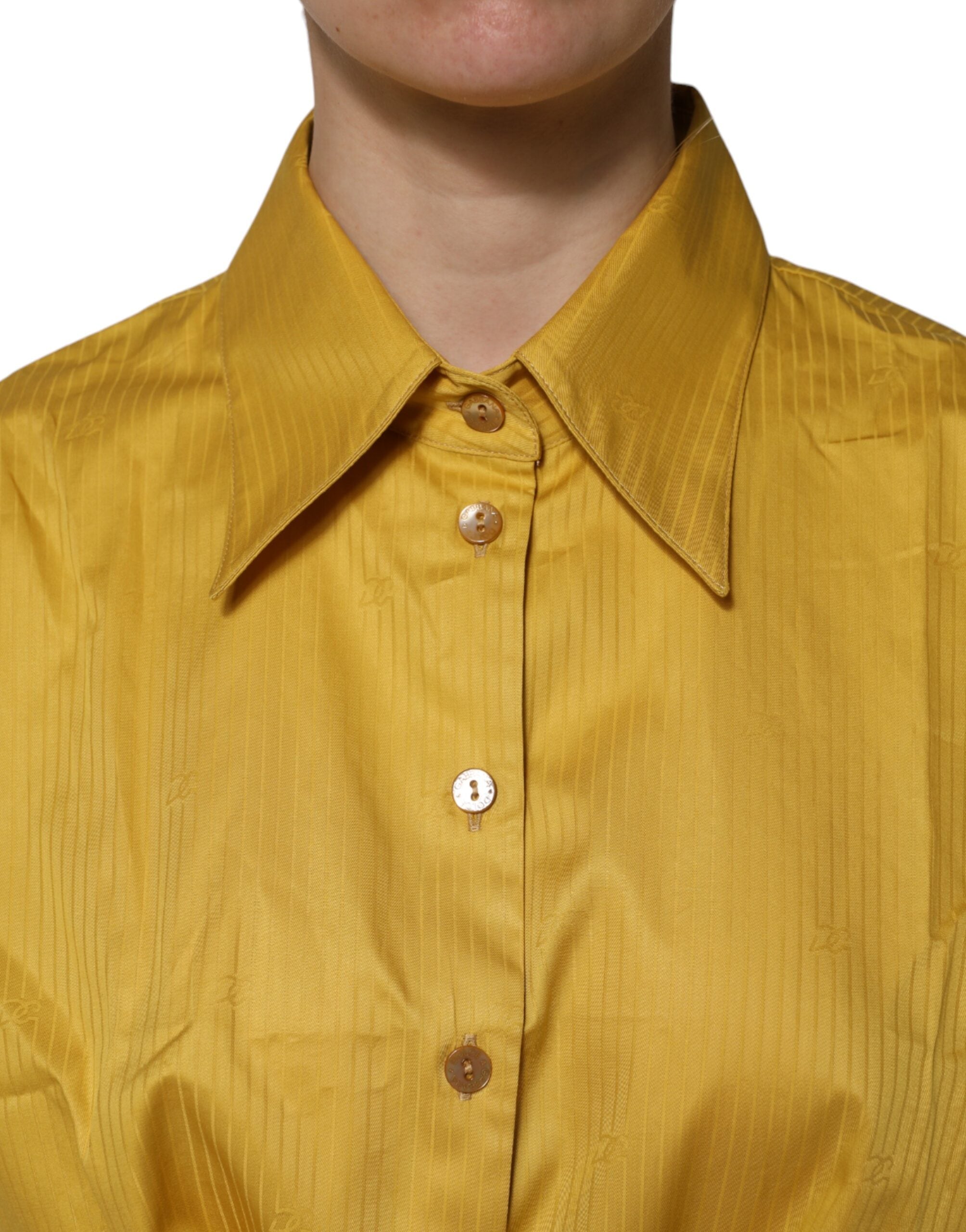 Mustard Collared Short Sleeves Blouse Top