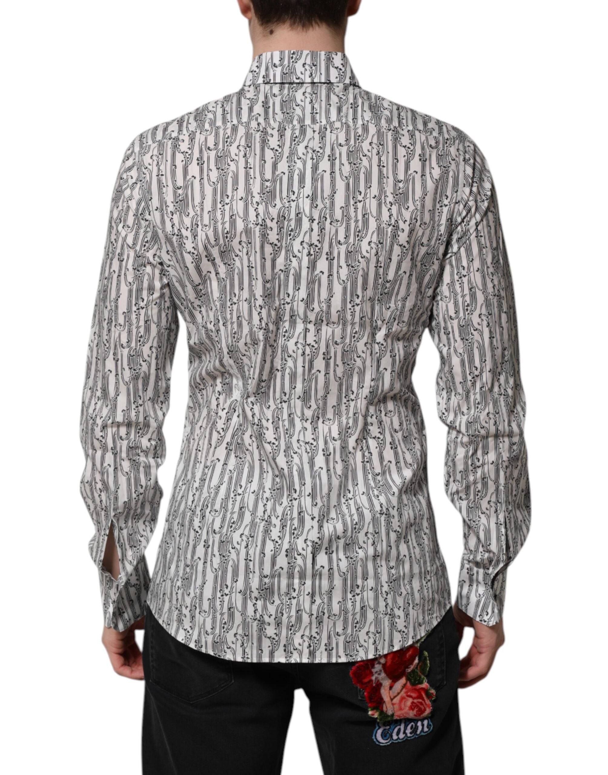 White Floral Print Casual Long Sleeves Shirt