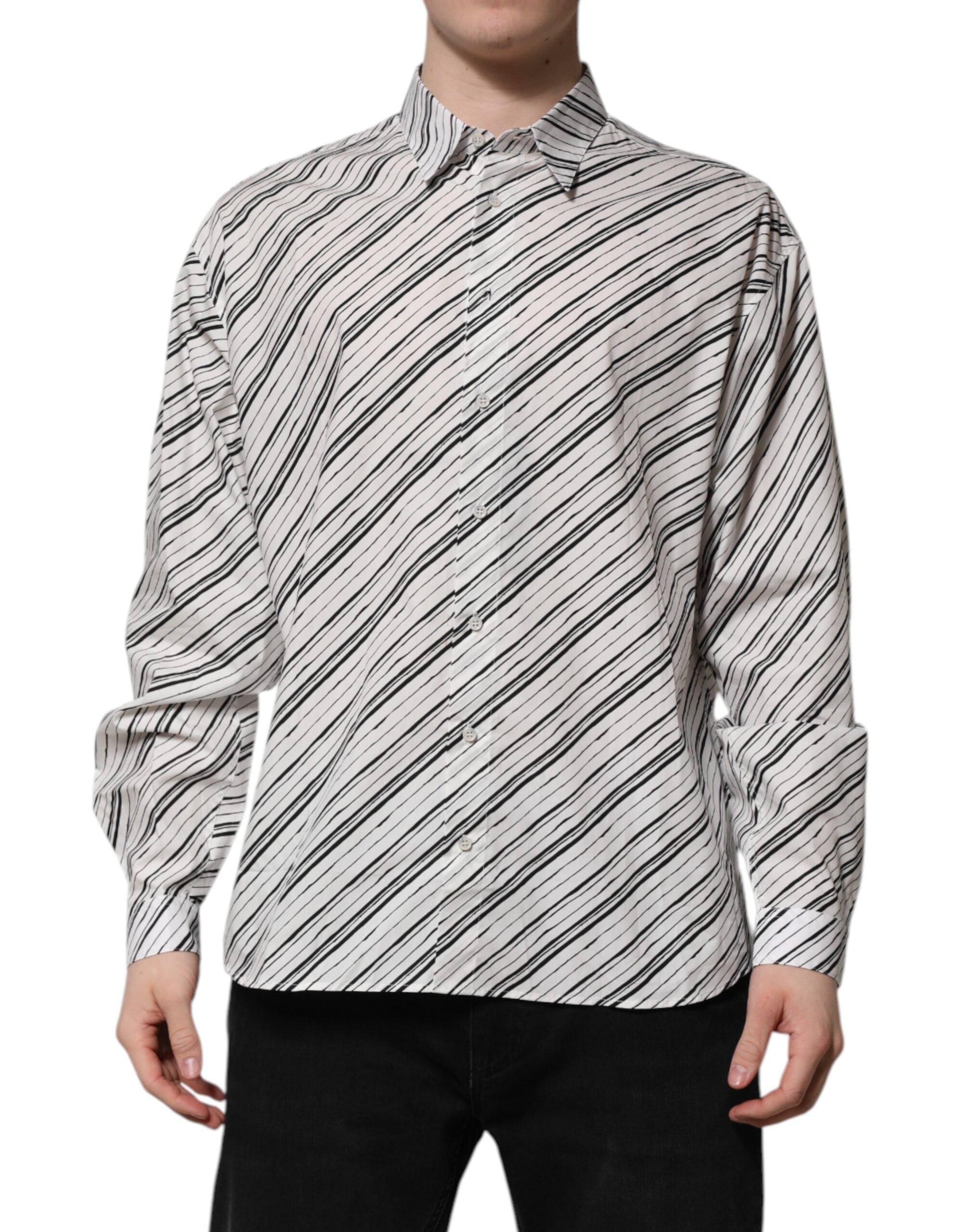 White Striped Long Sleeves Men Formal Shirt
