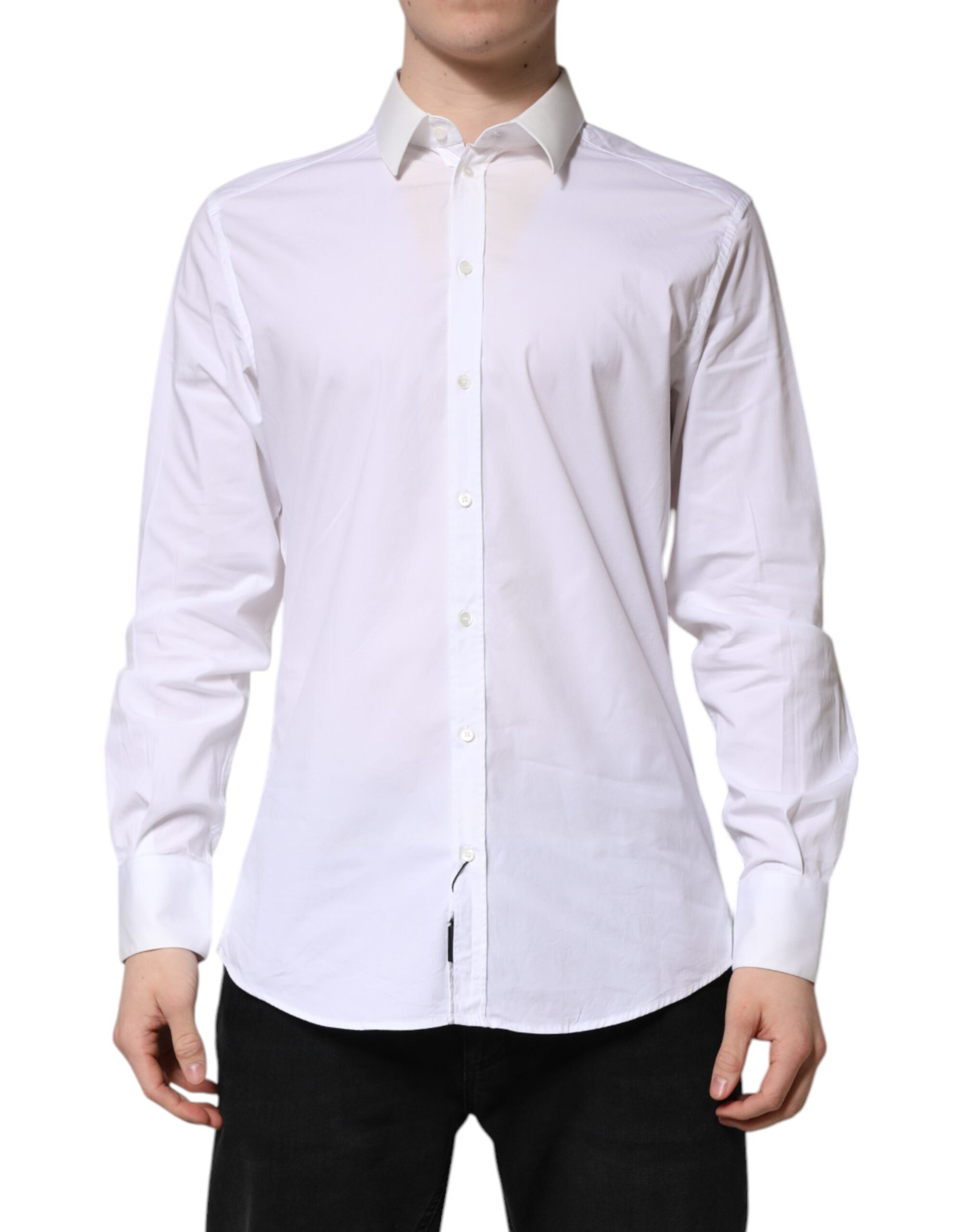 White Cotton GOLD Long Sleeves Dress Shirt