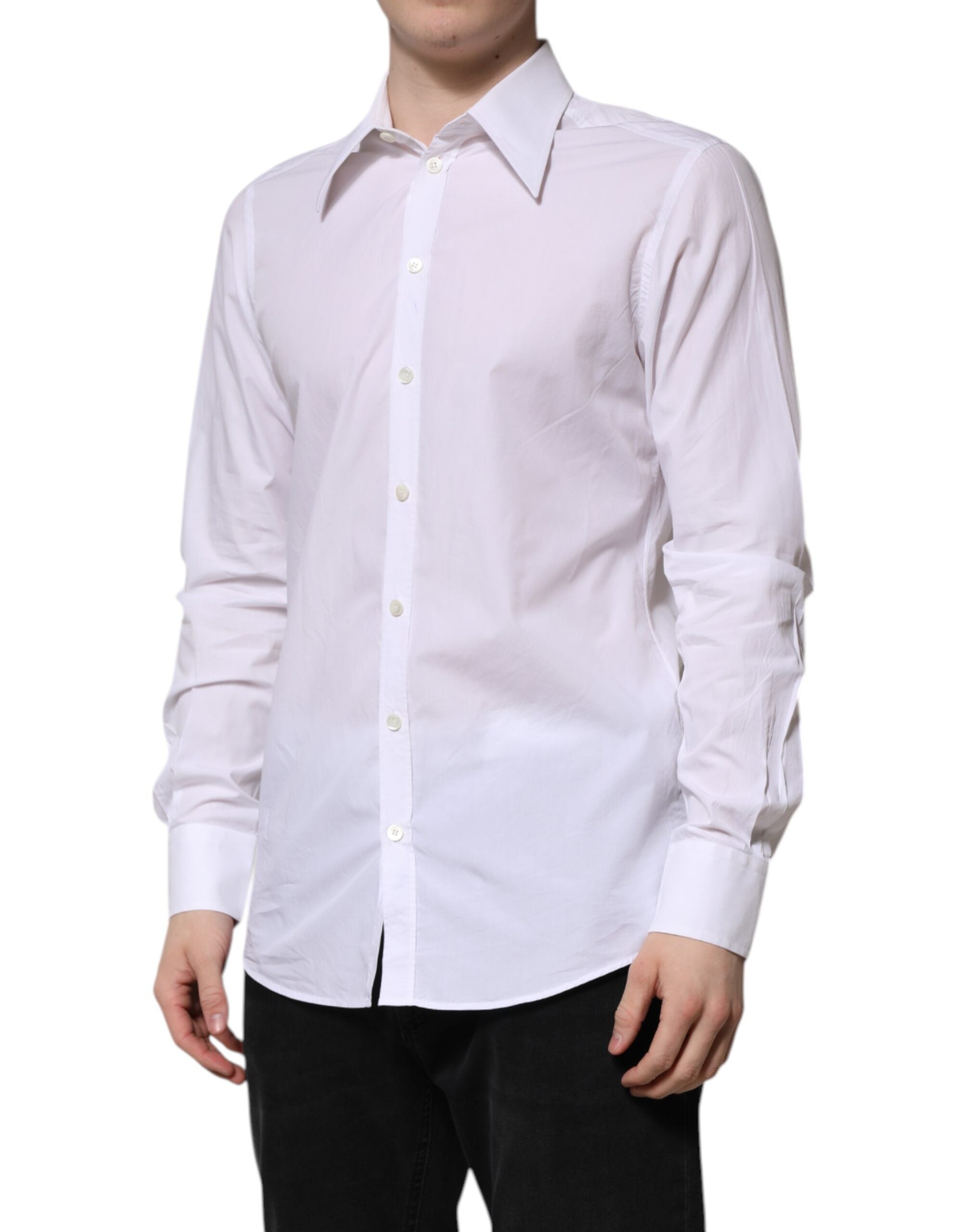 White Cotton Long Sleeves Dress Shirt