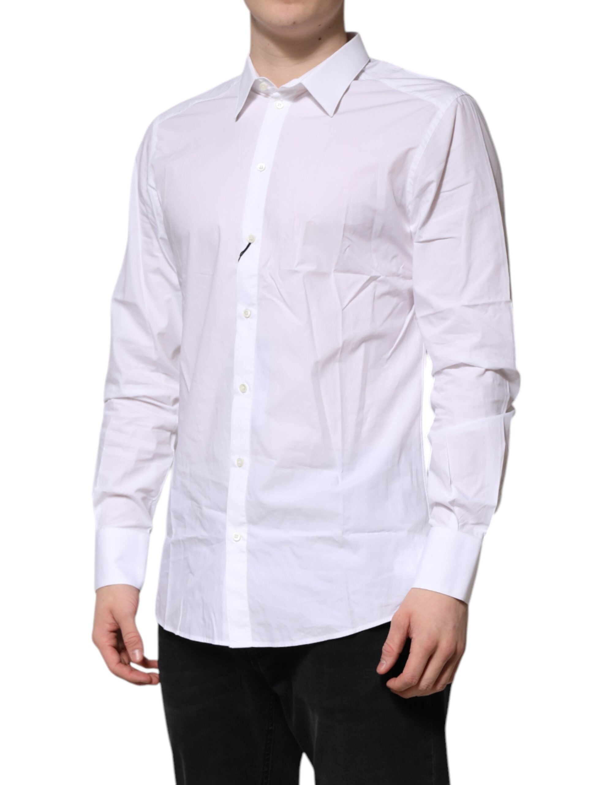 White Cotton GOLD Long Sleeves Dress Shirt