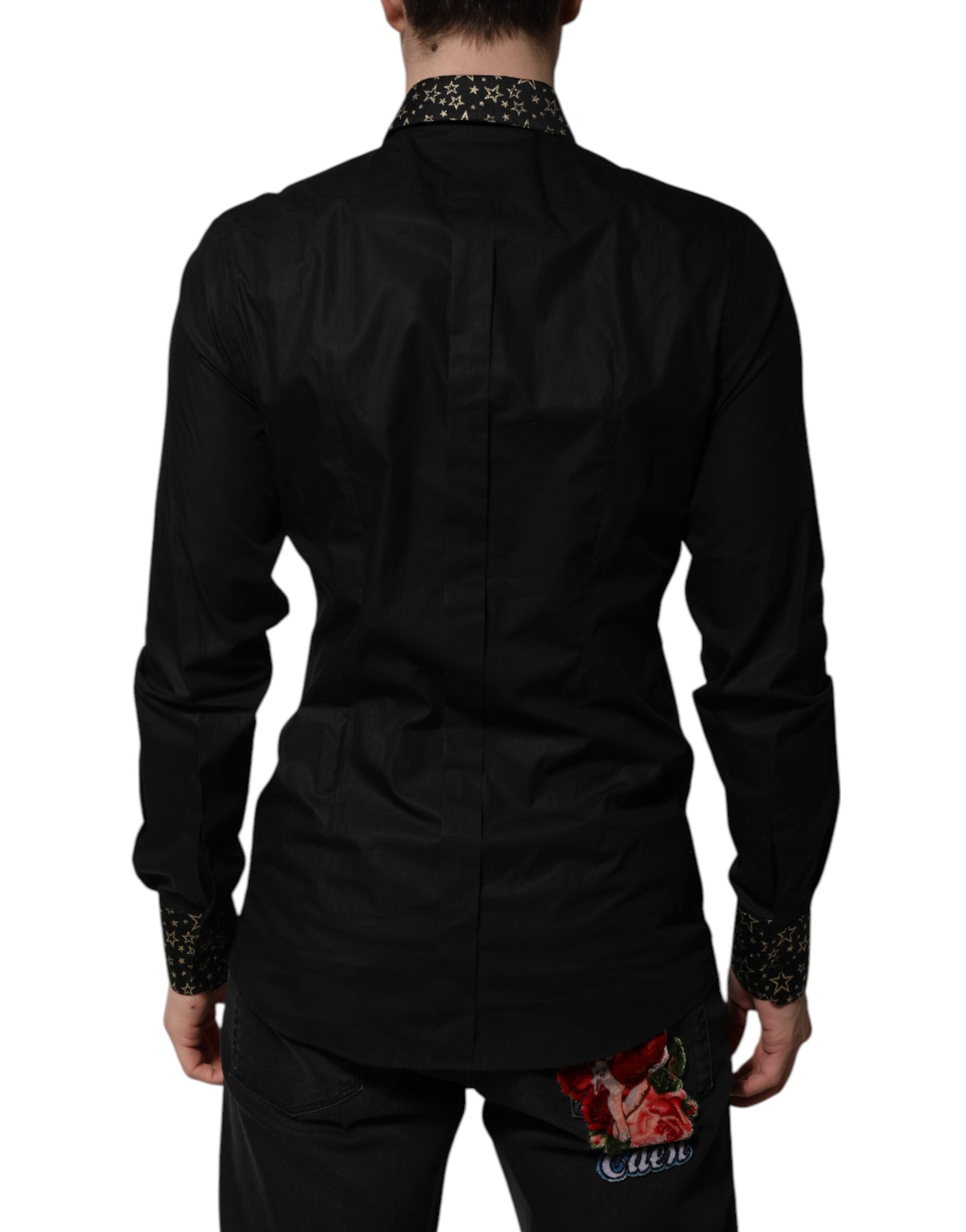 Black Cotton GOLD Long Sleeves Dress Shirt