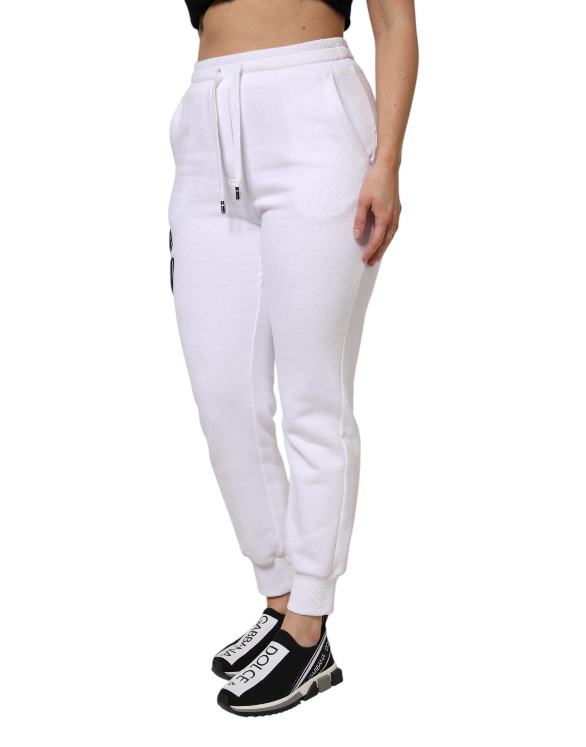 White Cotton Stretch Jogger Sweatpants Pants