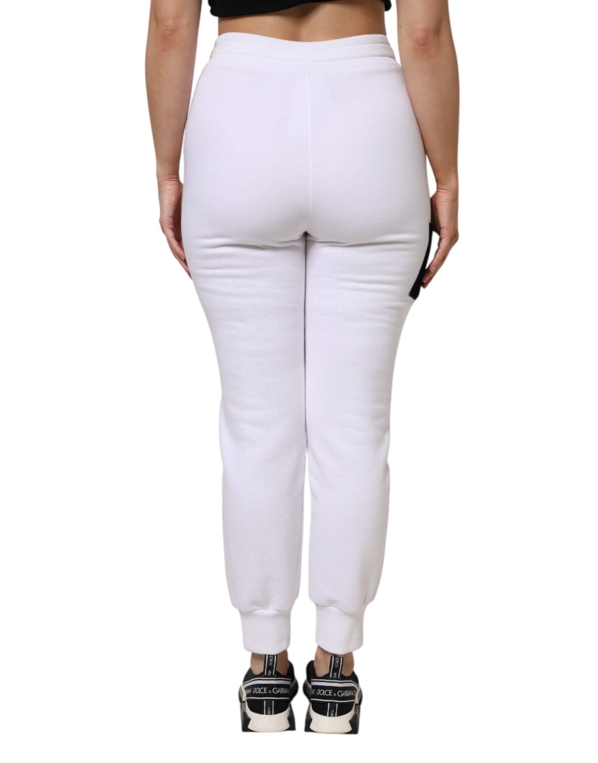 White Cotton Stretch Jogger Sweatpants Pants