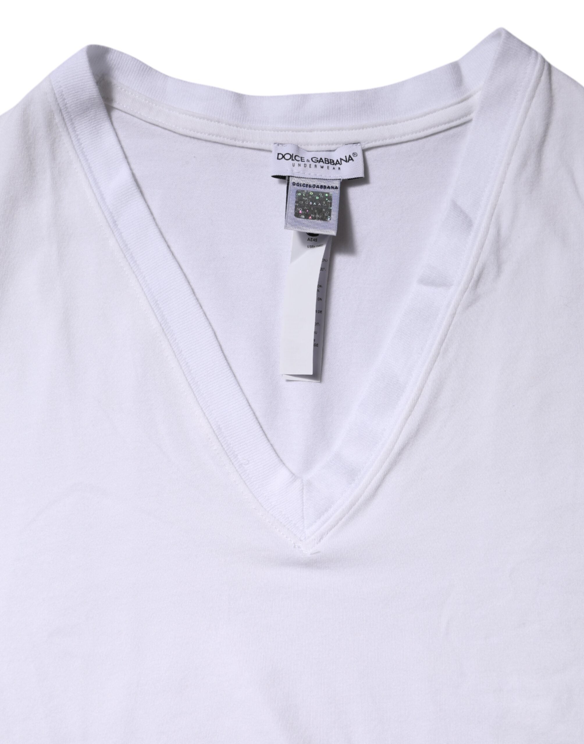 White Cotton Short Sleeves V-Neck Top T-shirt