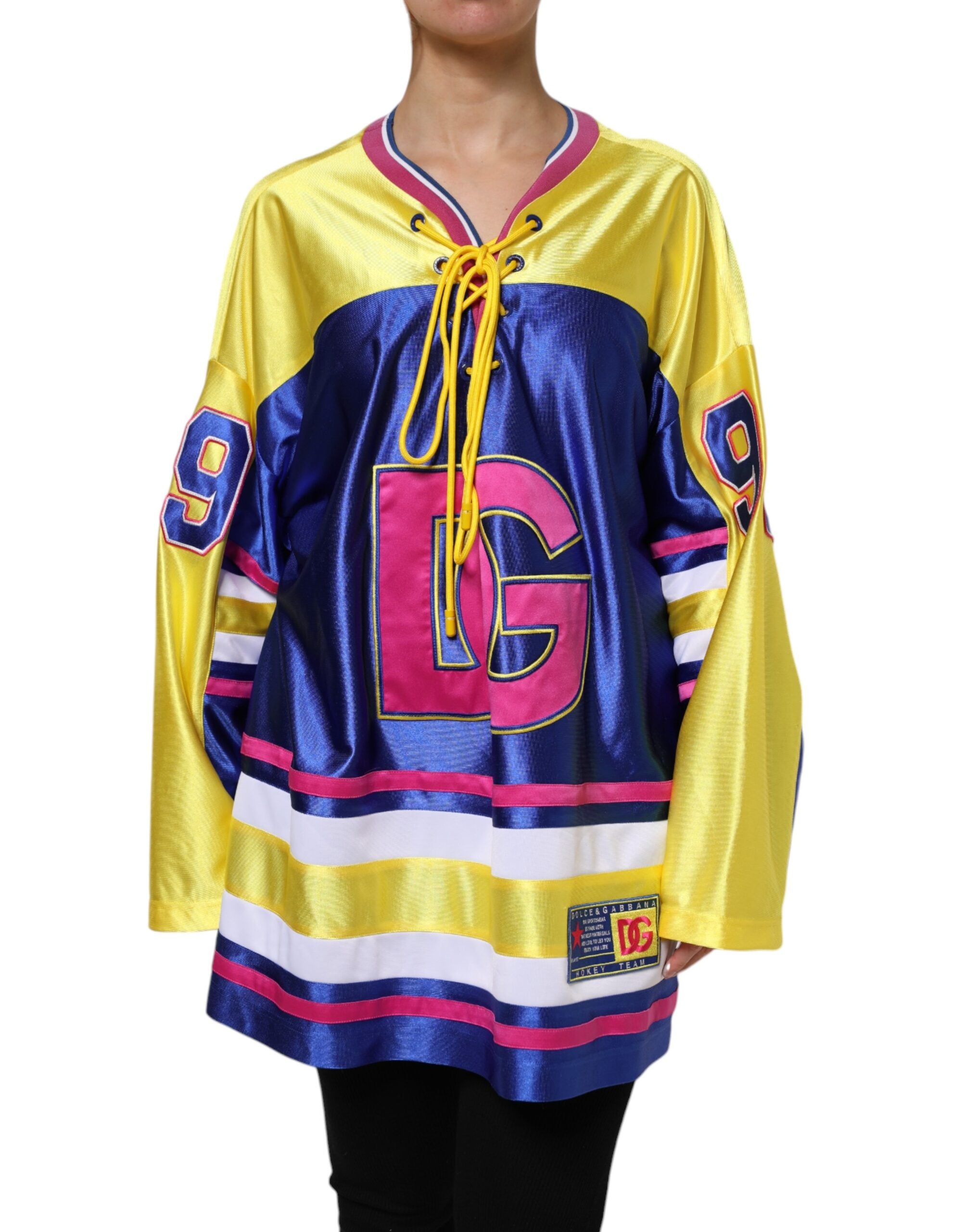 Multicolor Polyester Long Sleeves V-Neck Top