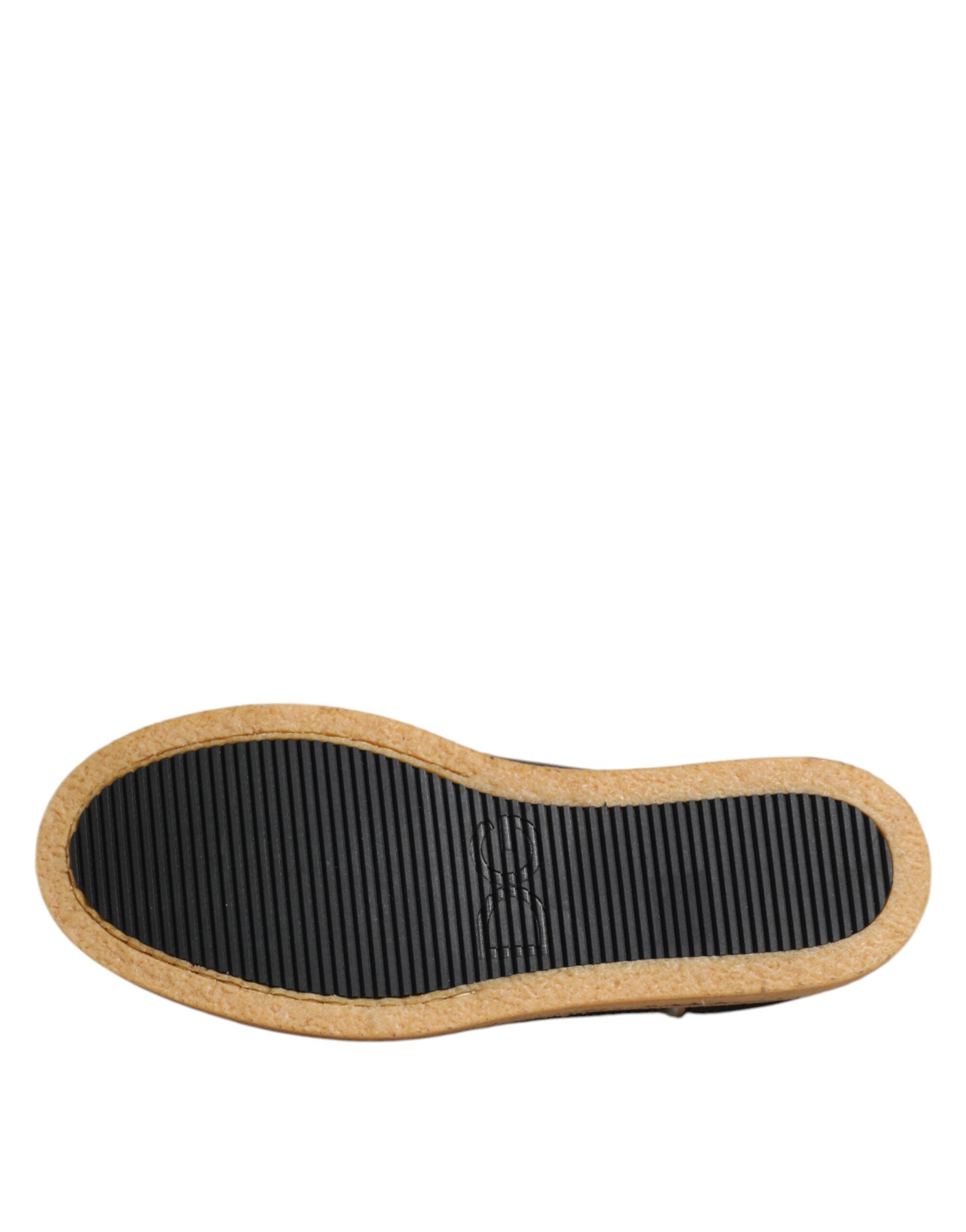 Brown White Calfskin Leather Loafers Shoes