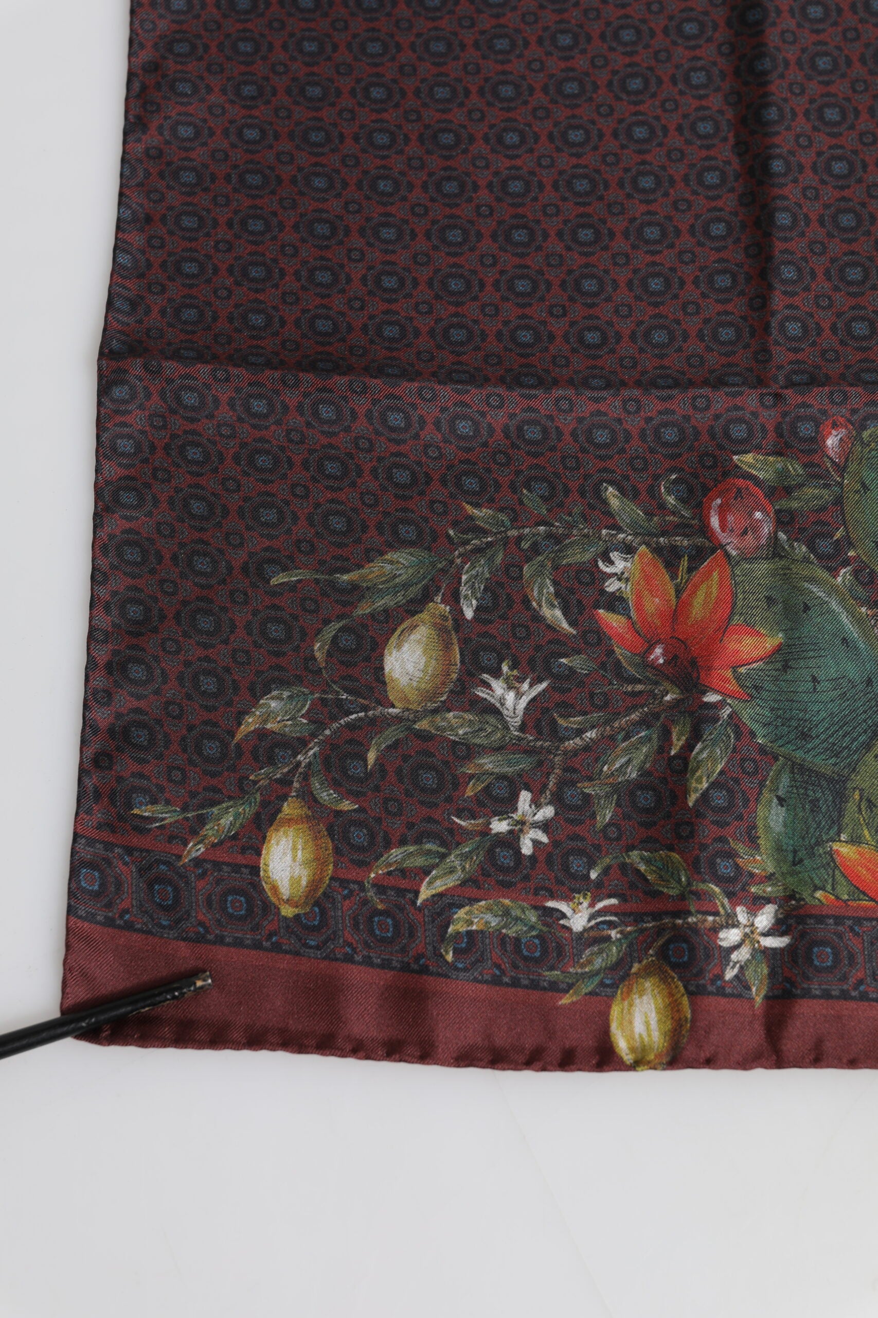Brown Peacock Print Square Men Foulard Scarf