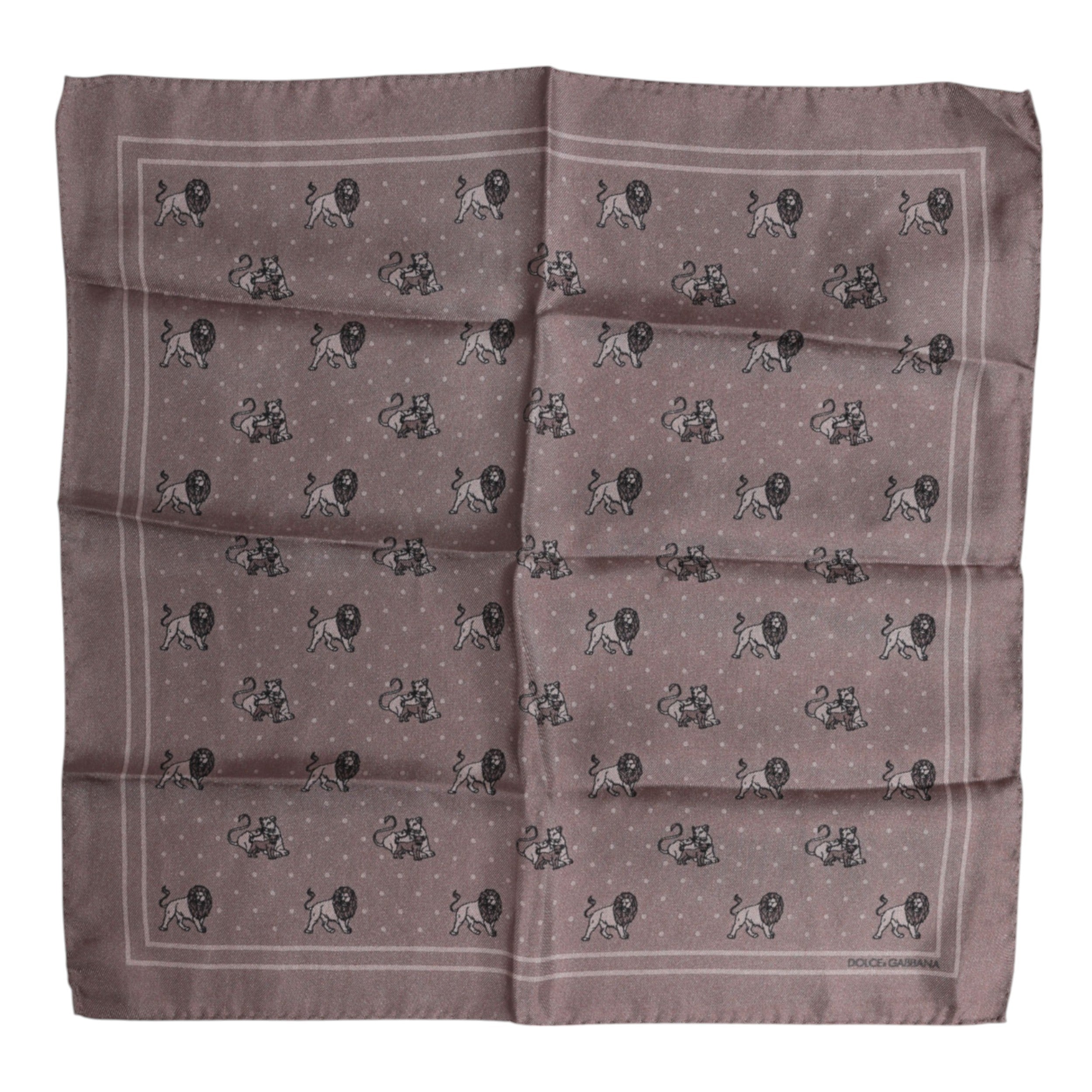Brown Animal Print Square Foulard Scarf