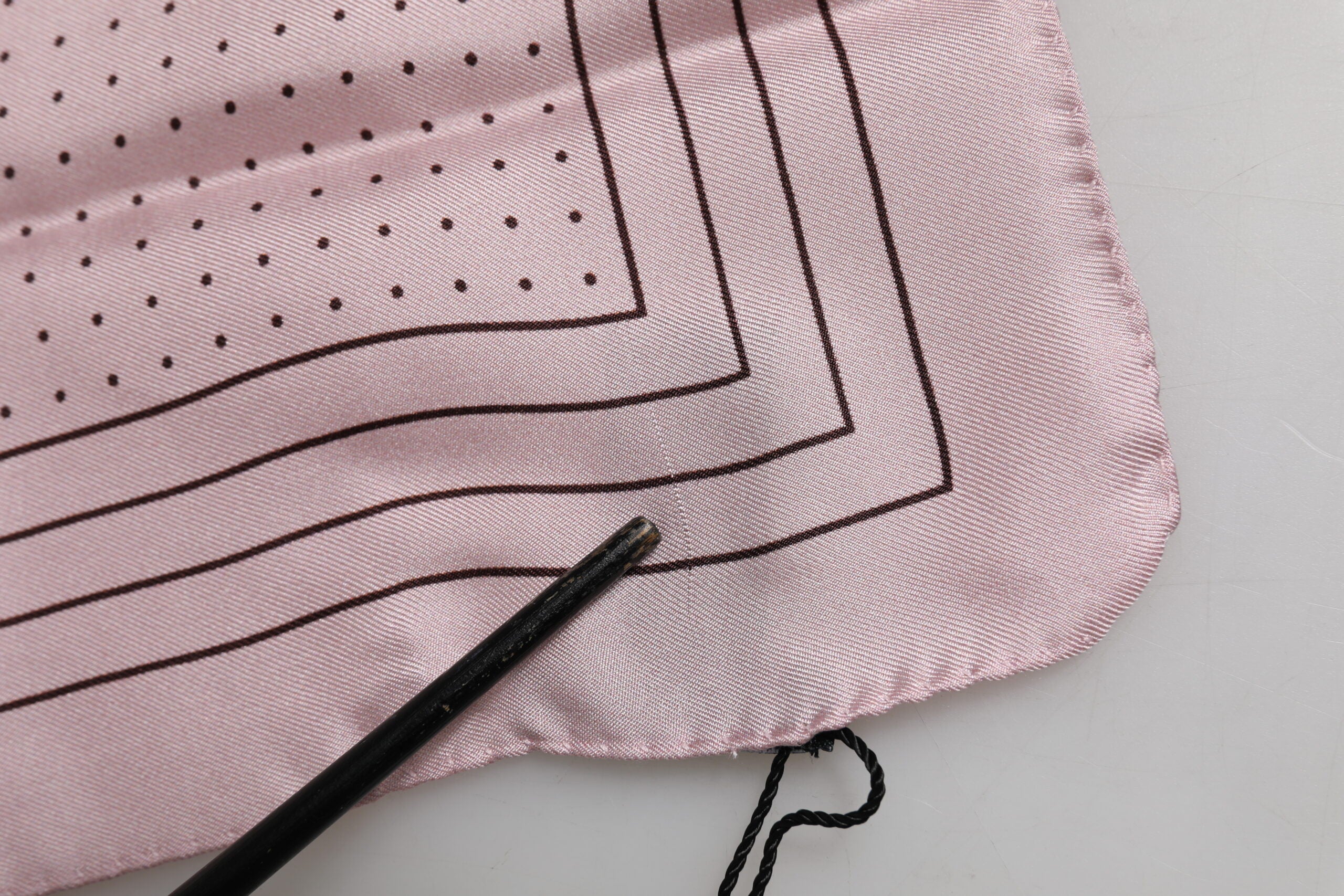 Beige Dotted Silk Square Men Foulard Scarf