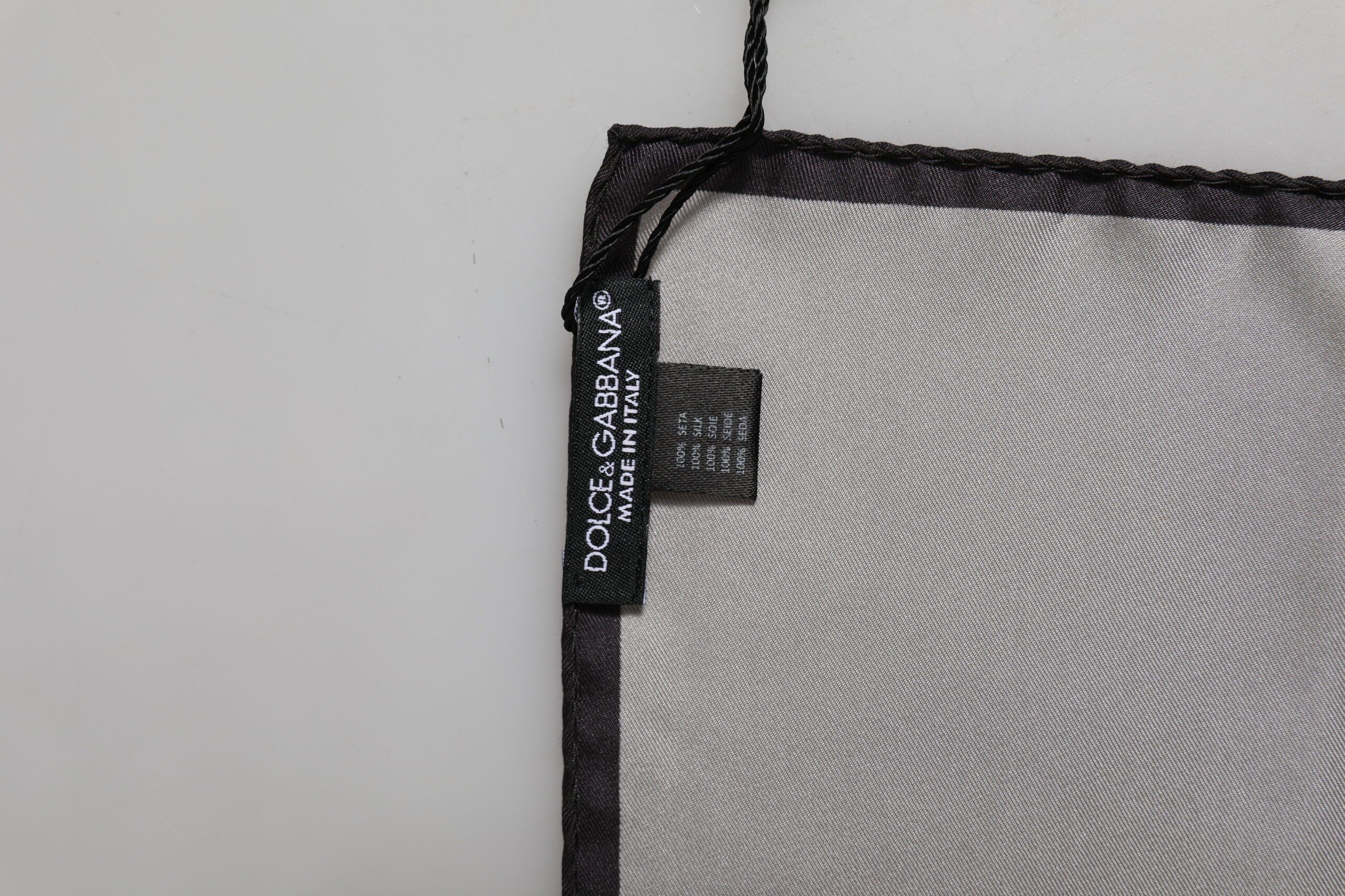 Gray DG Crown Silk Square Men Foulard Scarf