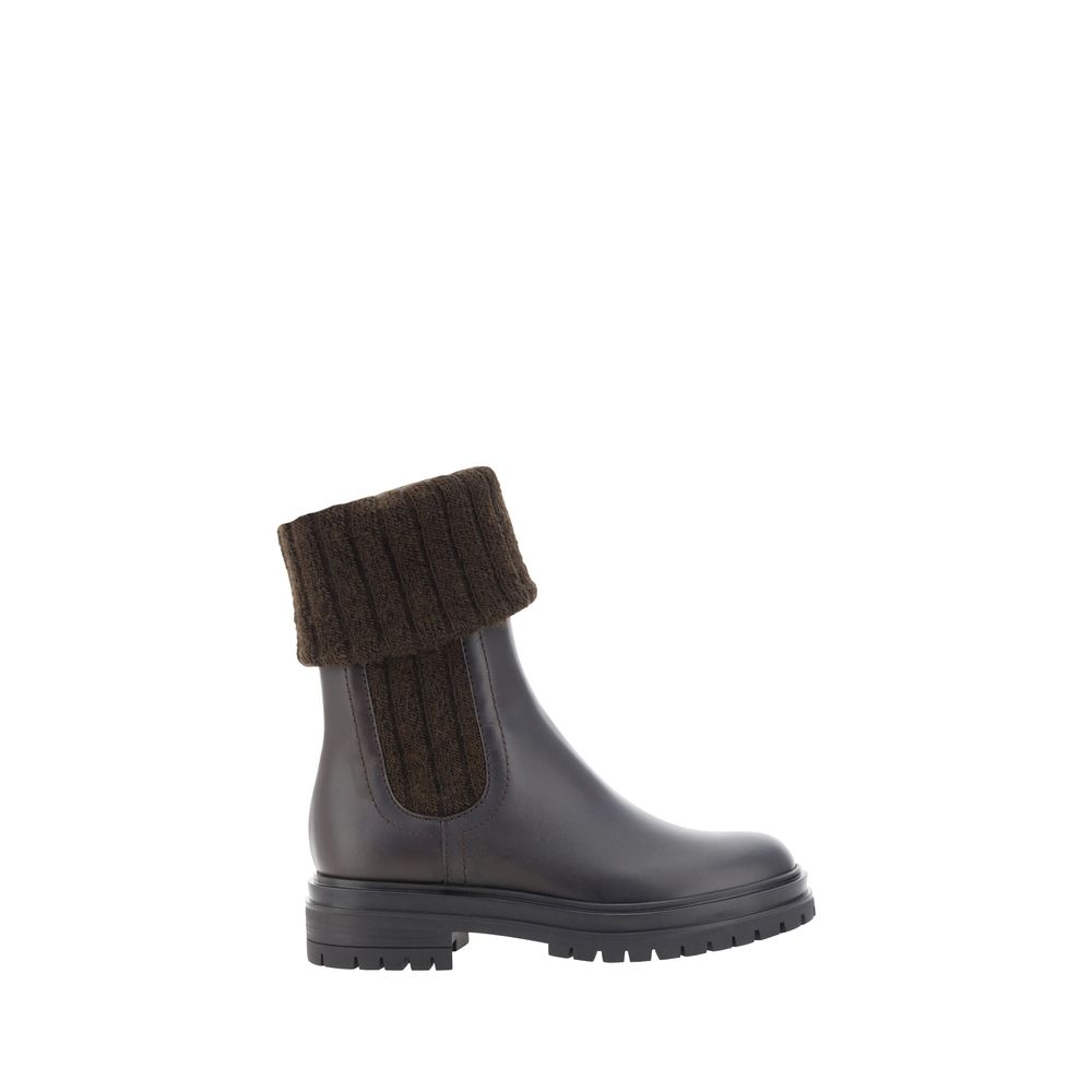 Black Calf Leather Bos Taurus Ankle Boots