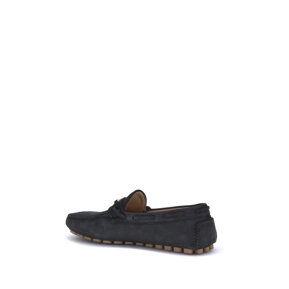 Black Rubber Slip-On Loafers