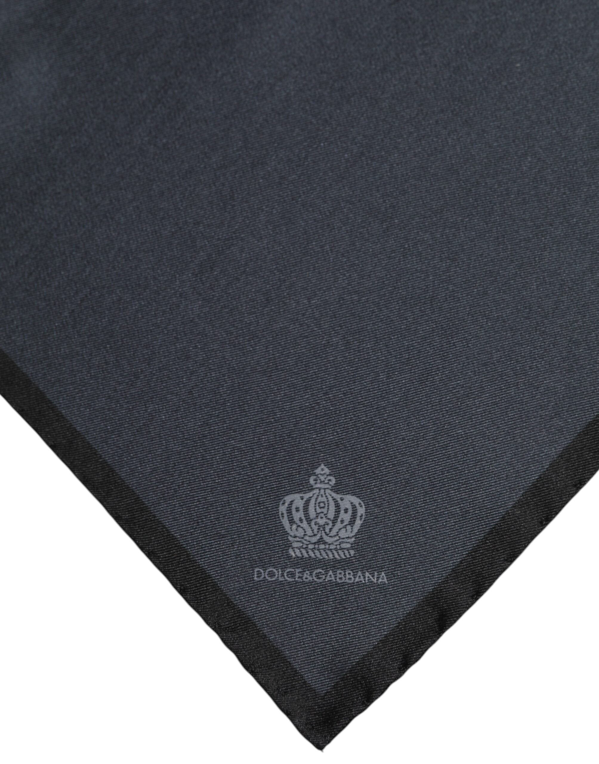 Dark Gray DG Crown Silk Square Foulard Scarf
