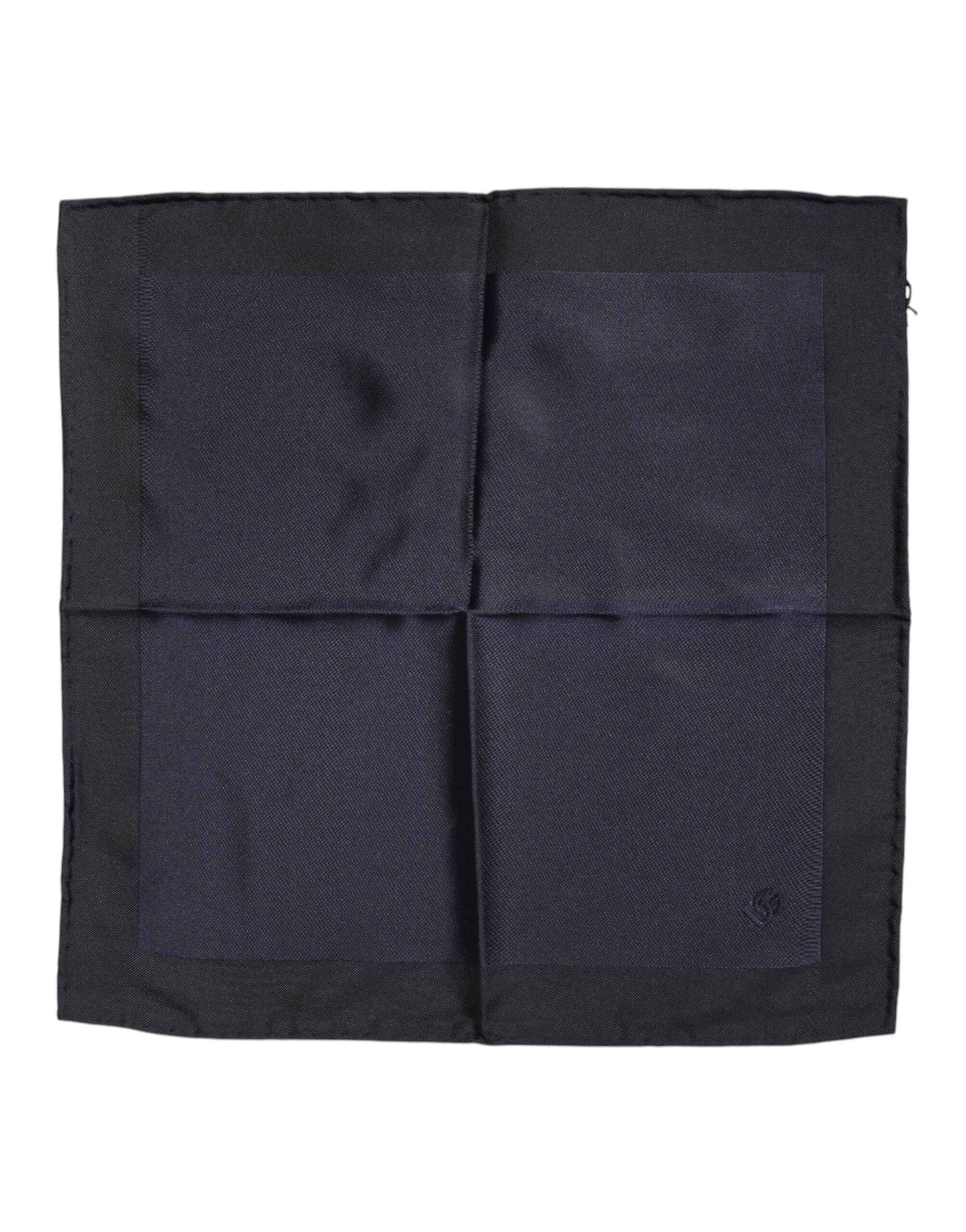 Dark Blue Silk Square Men Foulard Scarf