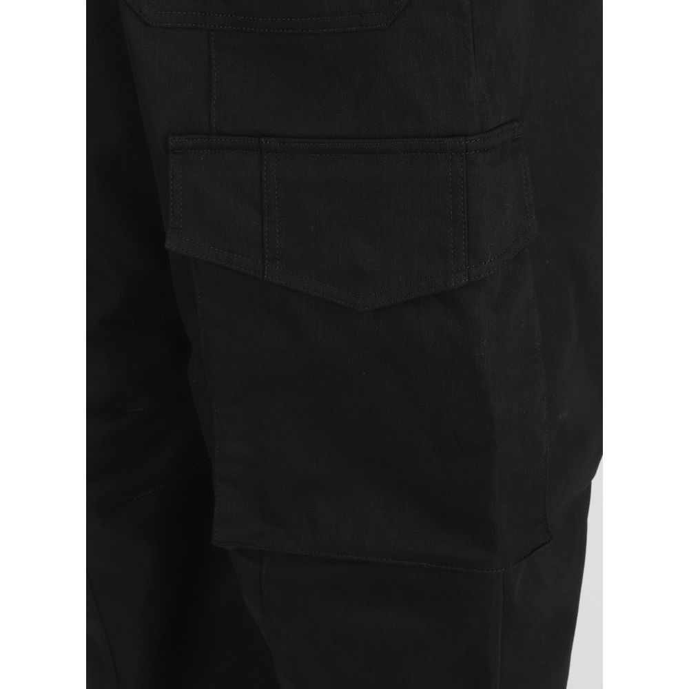 Black Elastane Cargo Pants